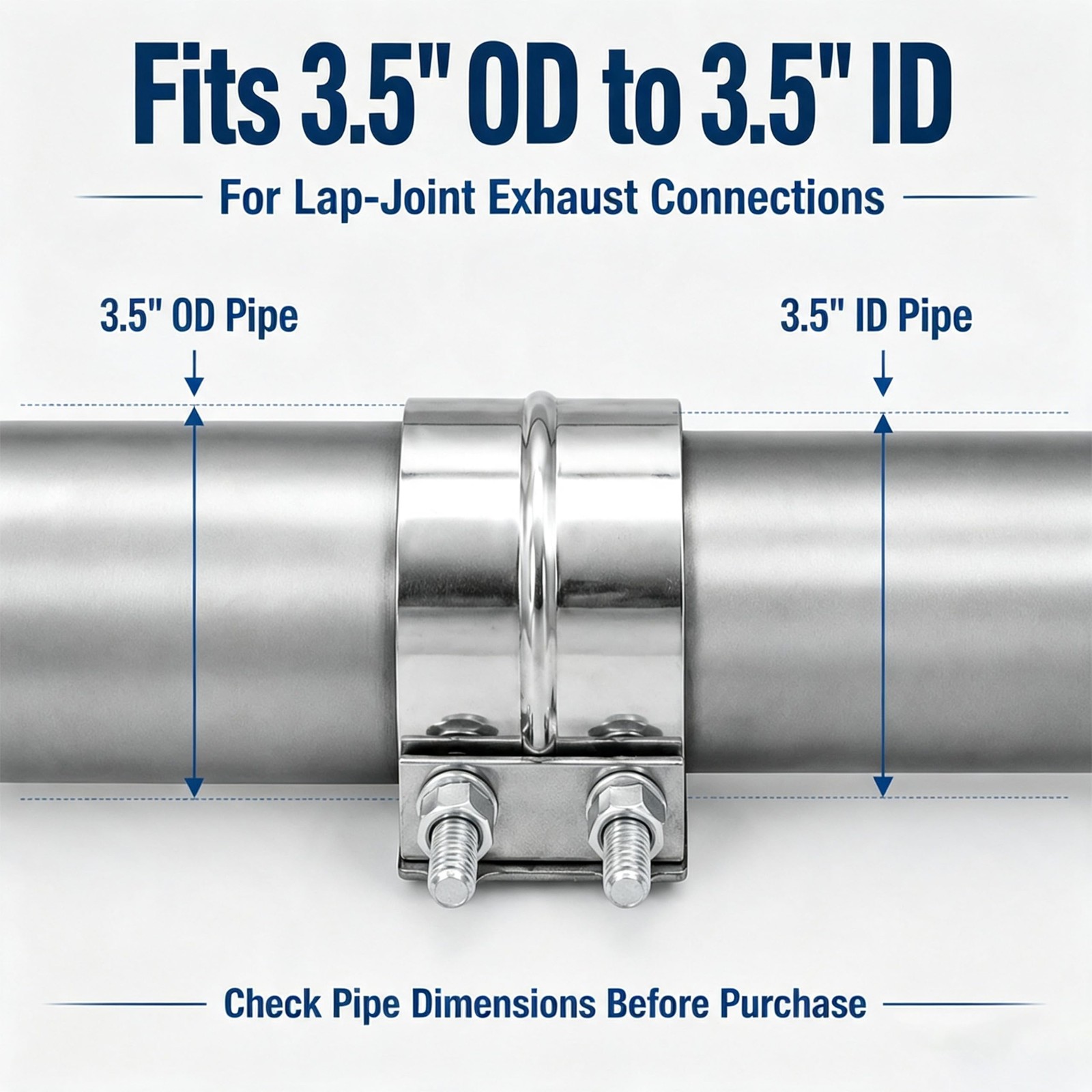 Elifecenter 3.5″ Exhaust Band Clamps, 3-1/2 inch Stainless Lap Joint Clamp | …
