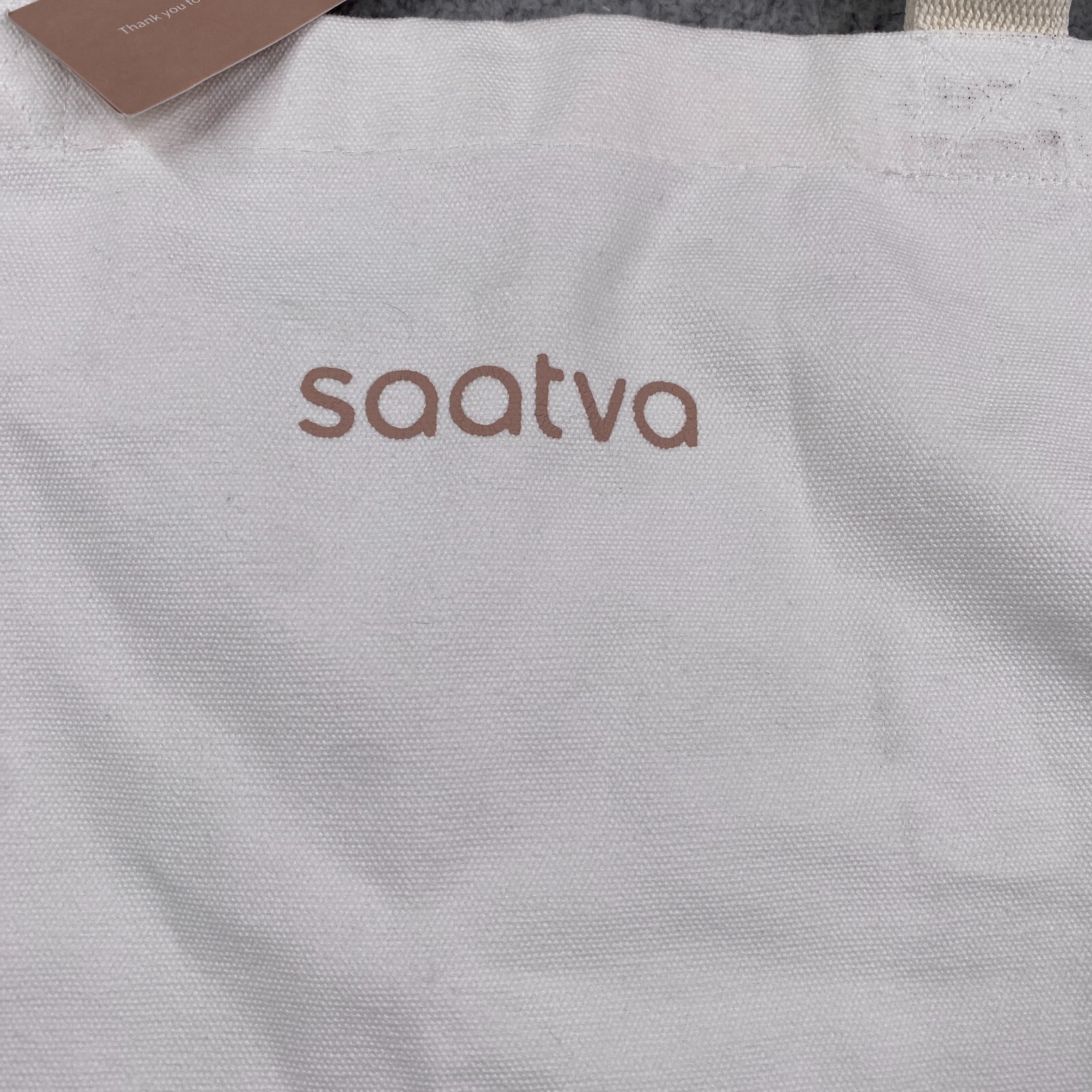 Saatva Tote Canvas Bag White Organic Cotton 18x23in NEW NWT