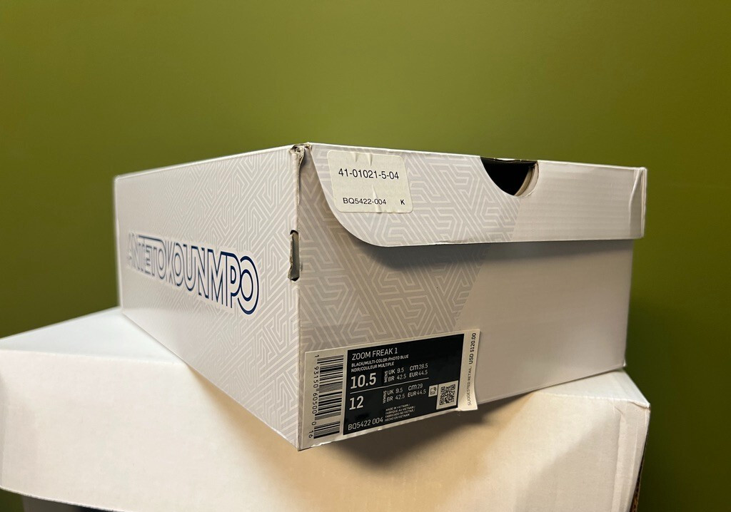 Nike ZOOM FREAK 1 BLACK/MULTI-COLOR-PHOTO BLUE Giannis Shoe Box! NO SHOES!