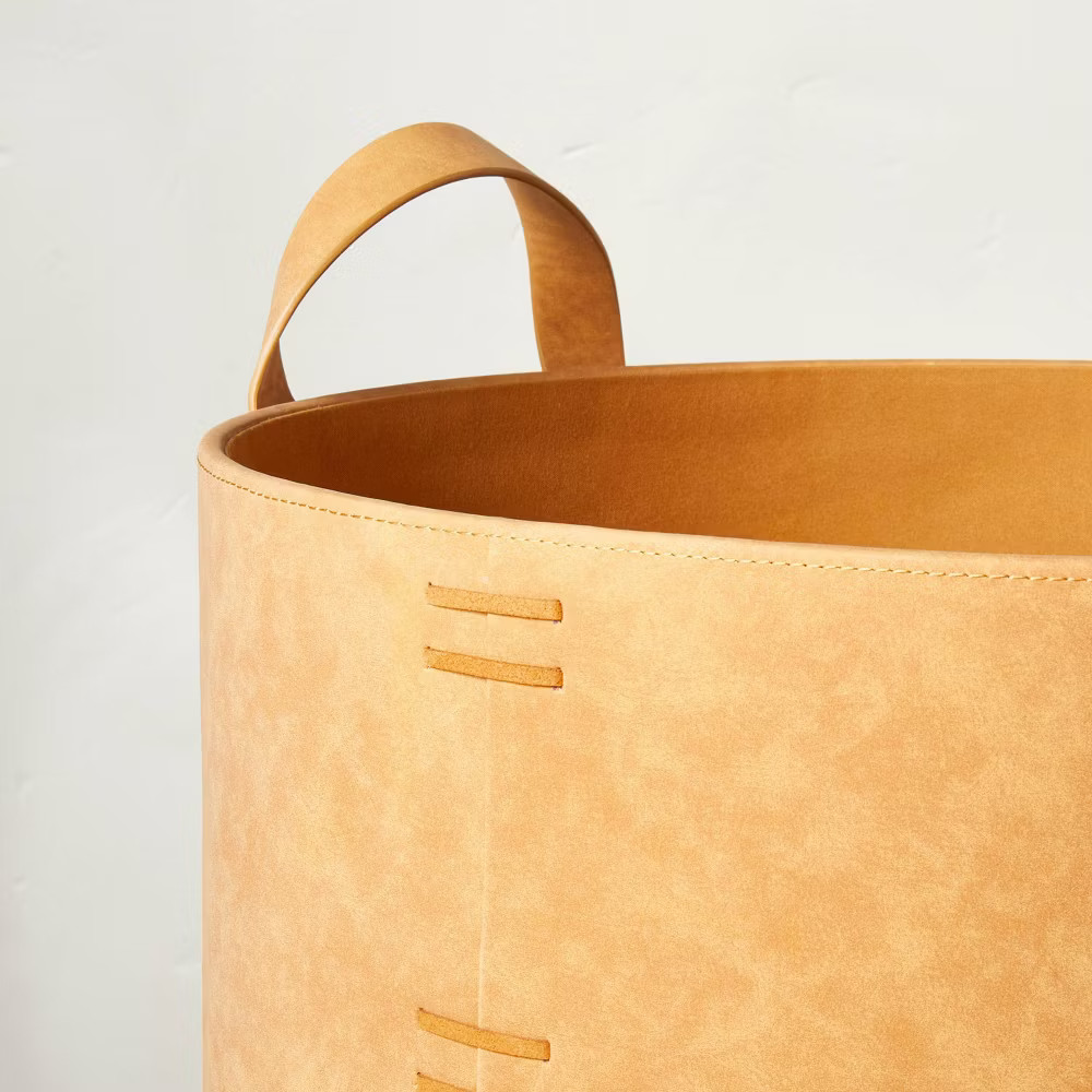Large Faux Leather Storage Bin Camel Brown – Hearth & Hand with