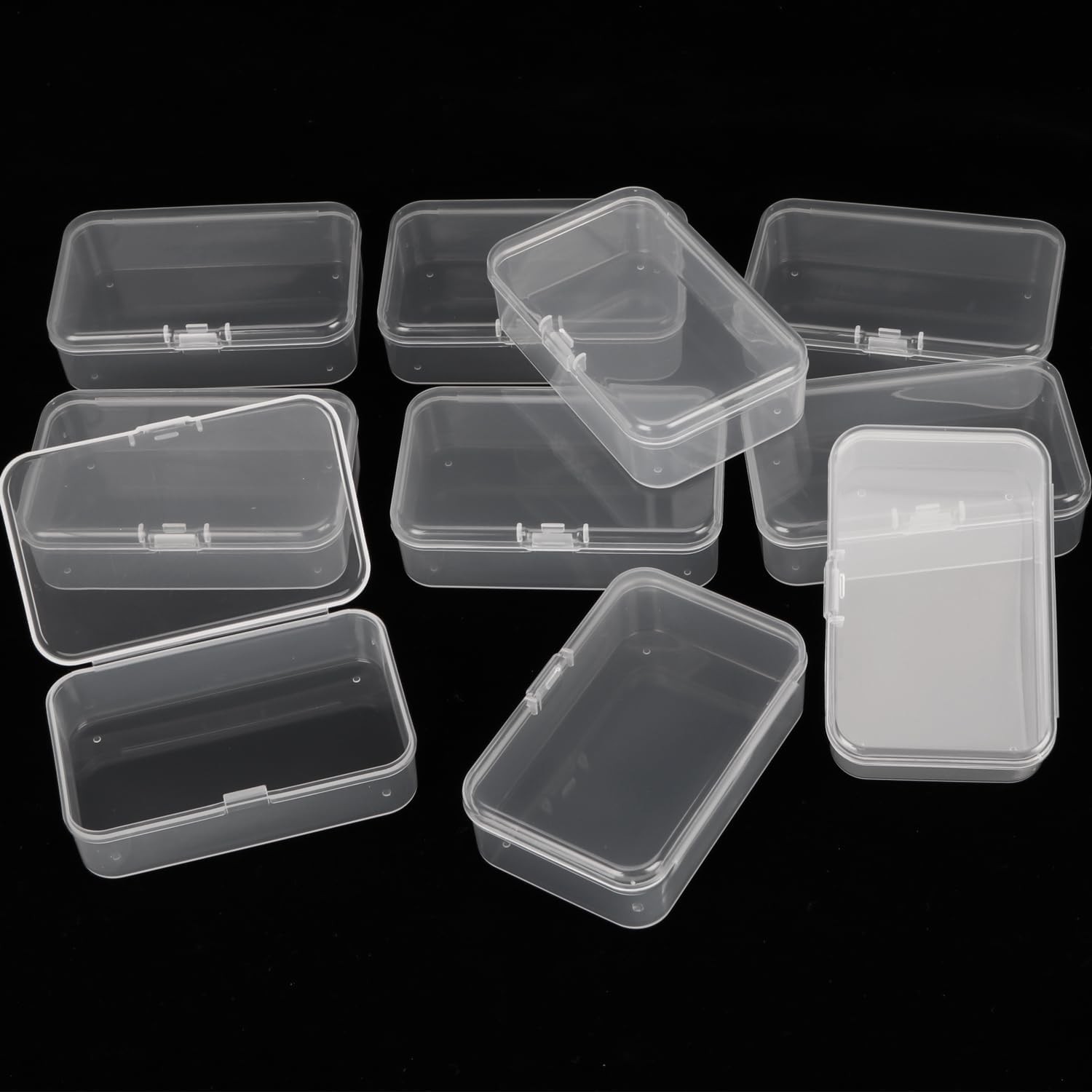 Lots Clear Plastic Storage Container Box Hinged Lid DIY Arts Crafts Markers Pens