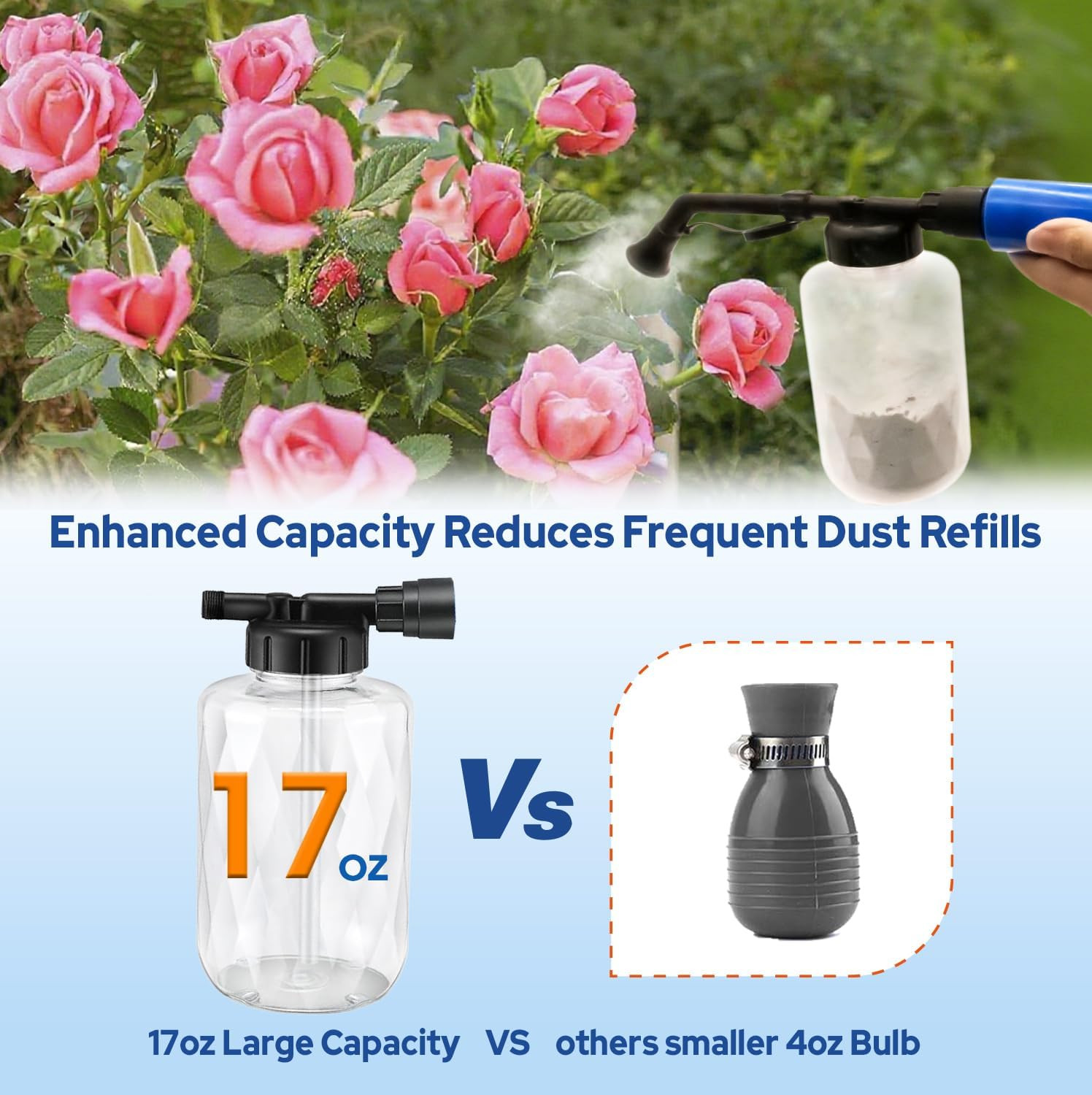 Diatomaceous Earth Powder Duster – 250Ml Adjustable 17-50 Inch Powder Sprayer wi