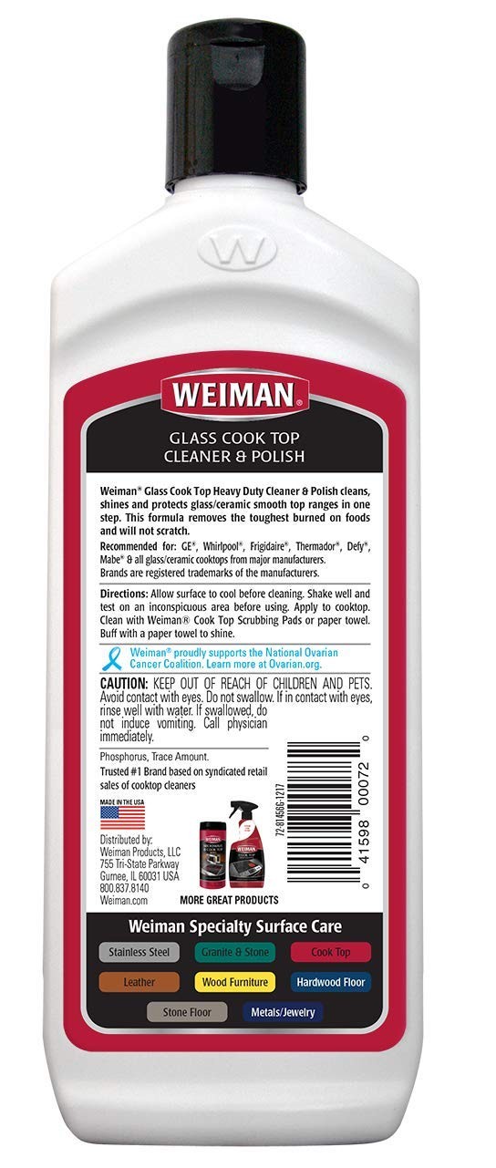 Weiman Glass Cooktop Heavy Duty Cleaner & Polish – Shines and Protects