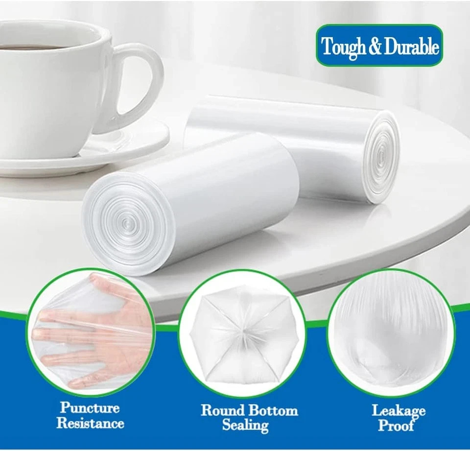 1.2 Gallon Trash Can Liners,Small Clear Garbage Bags 300,Extra Strong 1.2 Gal Tr