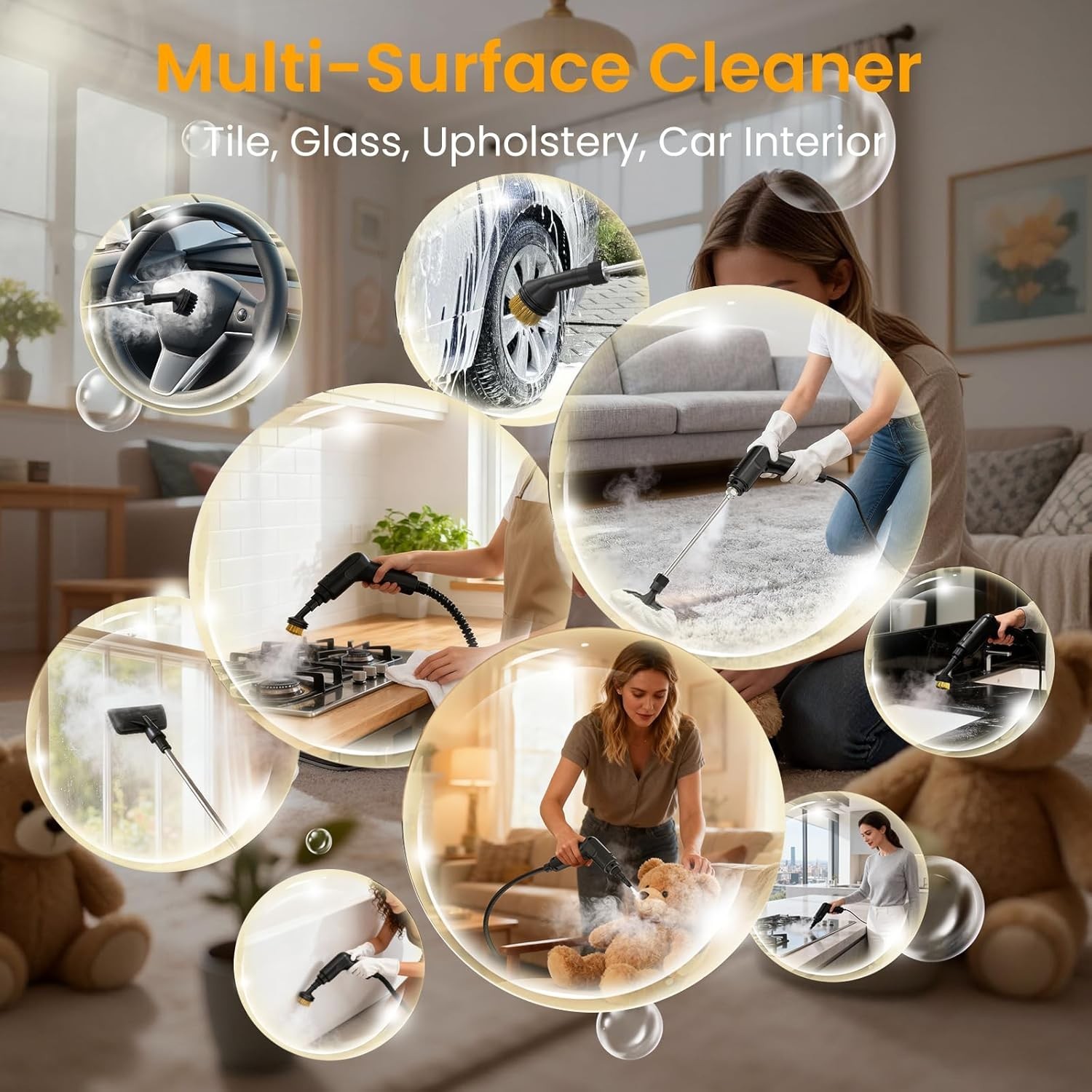 Steam Cleaner Handheld 1.6L 2500W Multi Surface Car Home Tile Floor