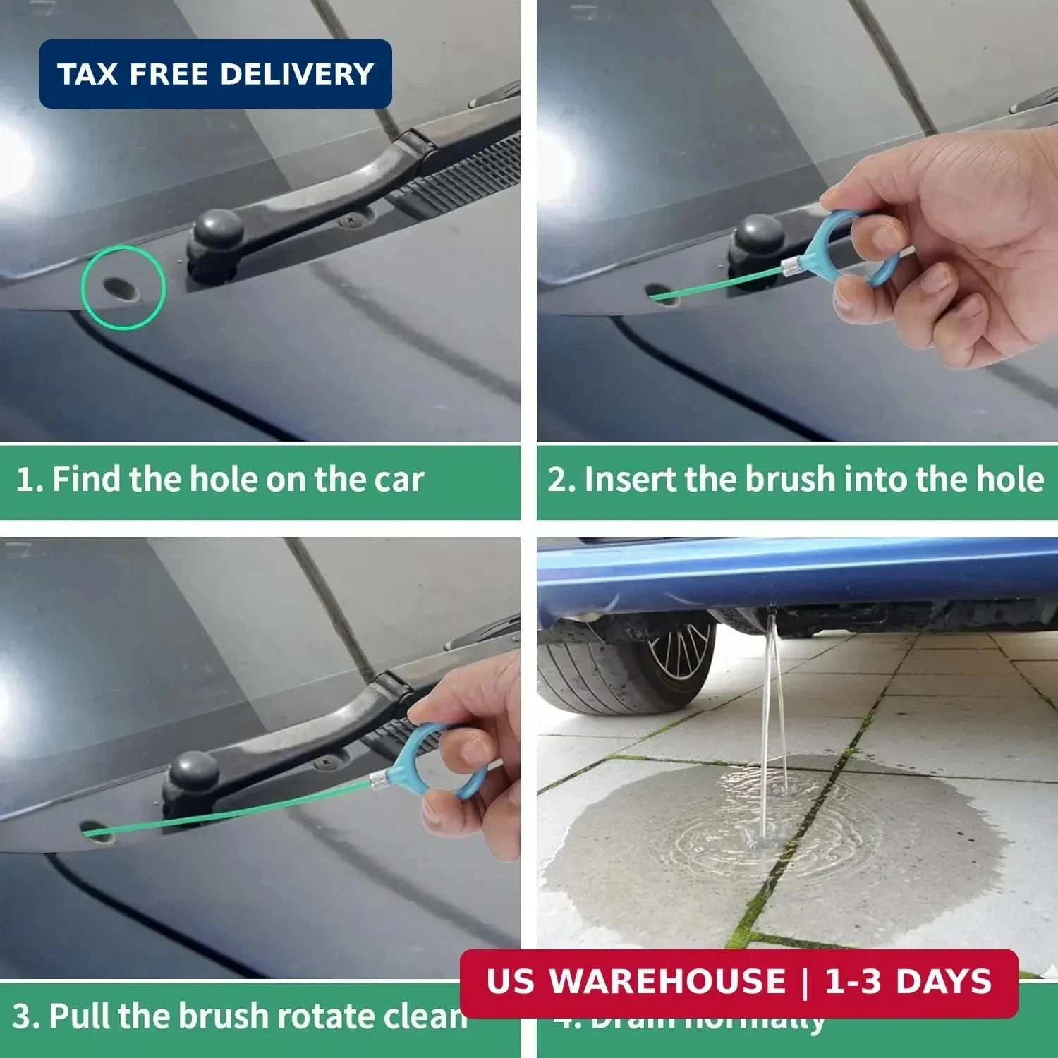 3 pcs Auto Sunroof Drain Cleaning Tool, 120 Inch Long Flexible Tube Cleaning Bru