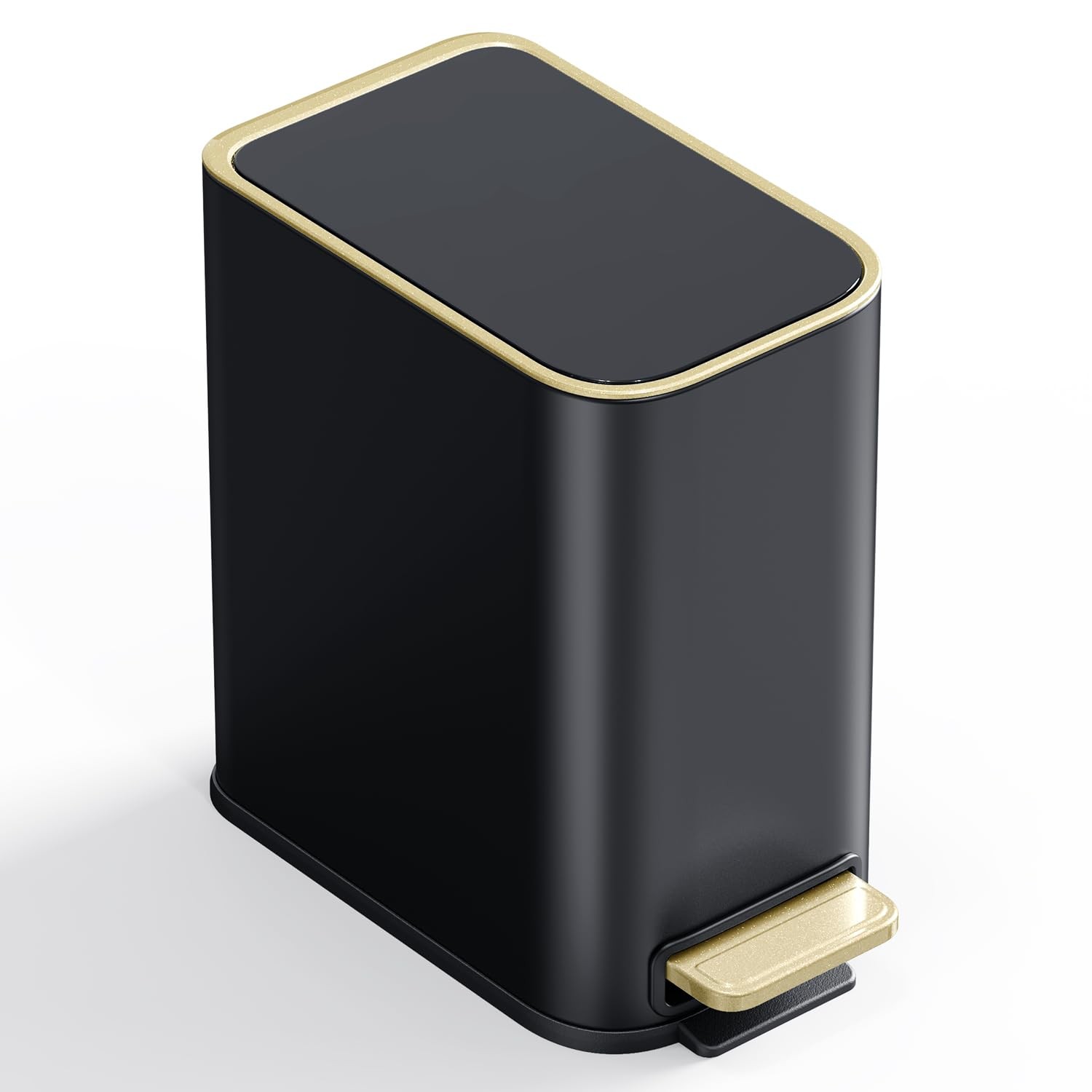 Small Bathroom Trash Can with Lid Soft Close, 5L / 1.3 Gallon Slim Garbage Ca…