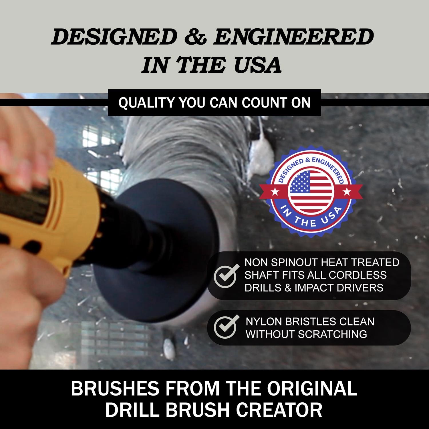 Drillbrush 5 in. W Soft Bristle Metal Handle Drill Brush Set