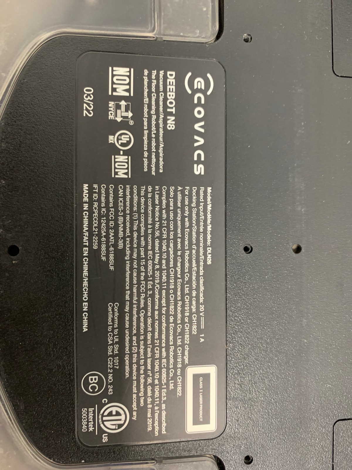 Ecovacs Deebot Ozmo N8 Robot Vacuum Cleaner & Mop – Black
