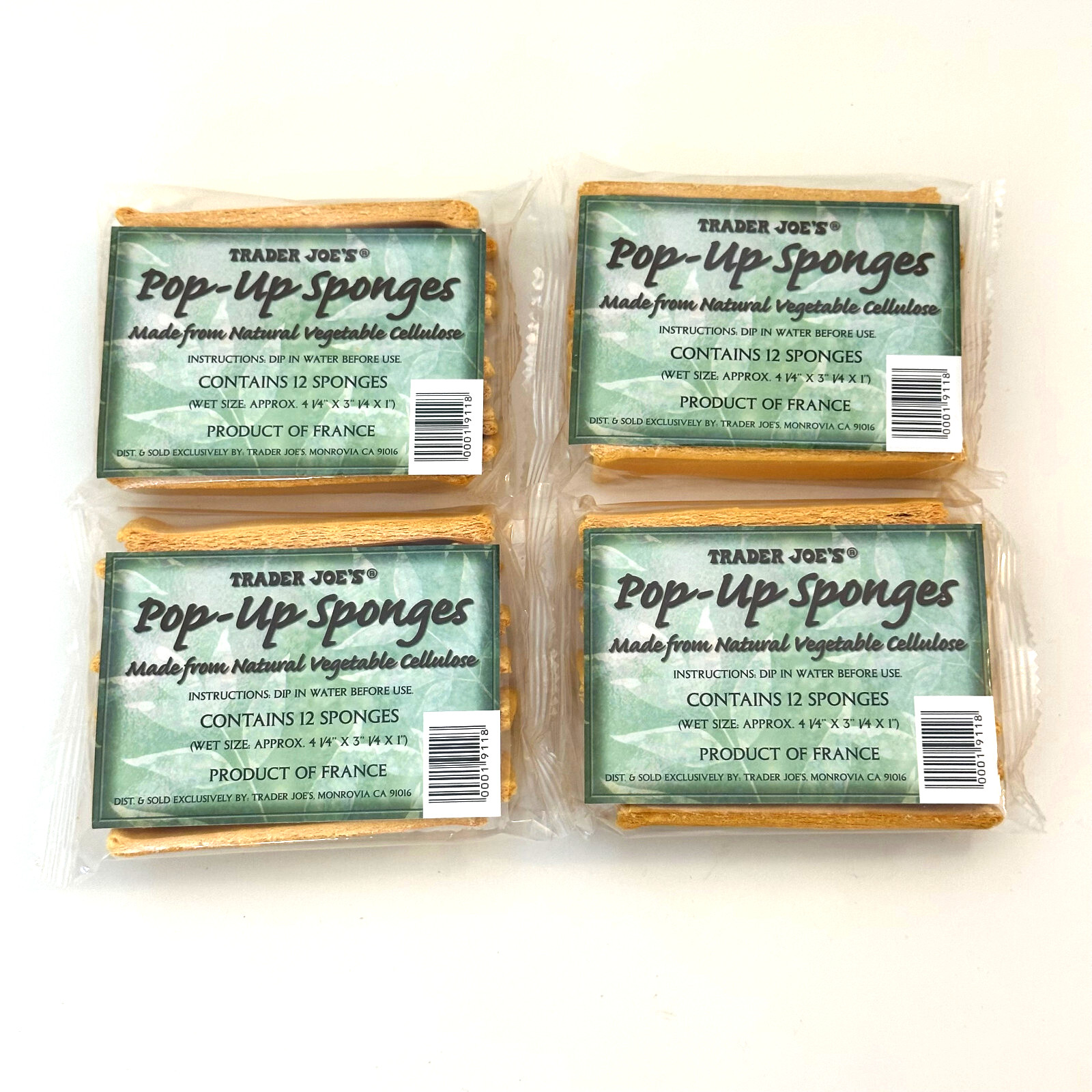 4x Trader Joe’s 12 Count Pop-Up Sponges Made From Natural Vegetable Cellulose