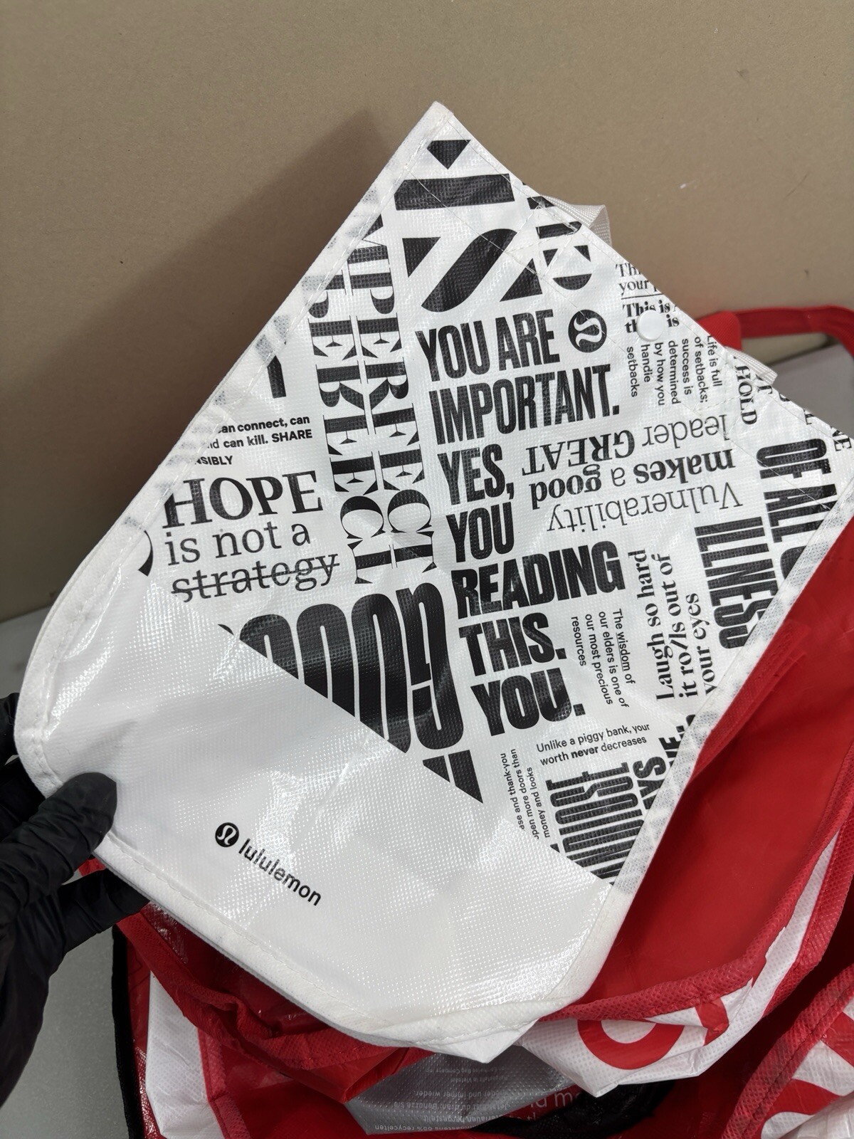 Lululemon Tot Bag Lot Reusable Shopping Small Med Lg Ref Gray Black White Lot 8