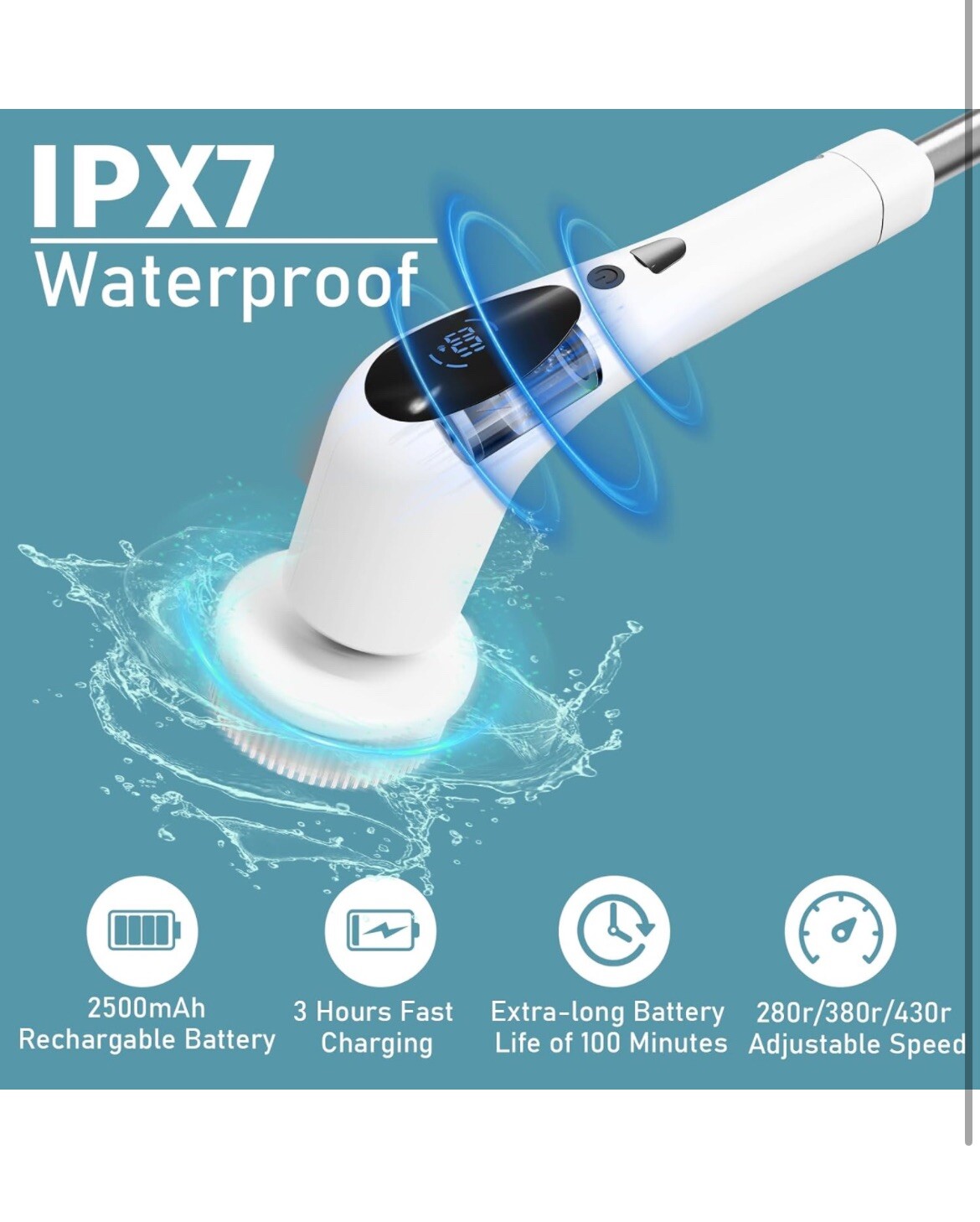 9 in 1 Electric Spin Scrubber Rapid Scrubber Cleaning Brush Cordless Chargeable