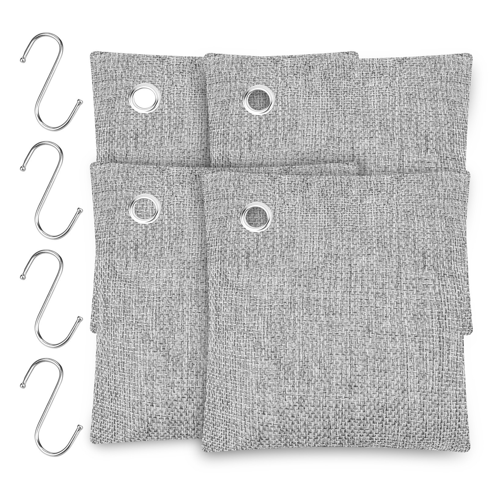 4 Packs Activated Charcoal Odor Absorber Nature Fresh Bamboo Air Purifying Bag