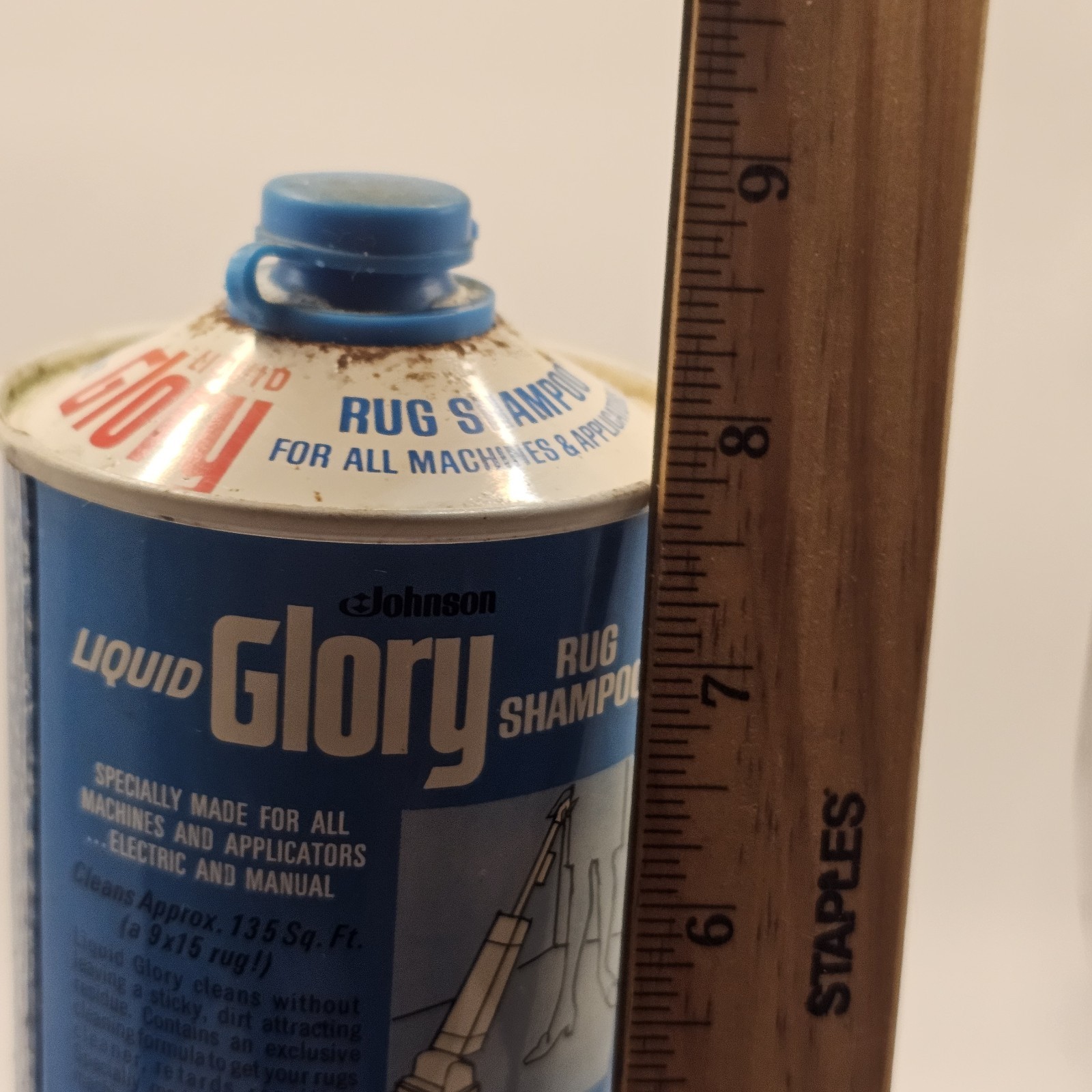Johnson LIQUID GLORY RUG SHAMPOO 50% Full 1970s Vintage Set Prop 27 Fl Oz