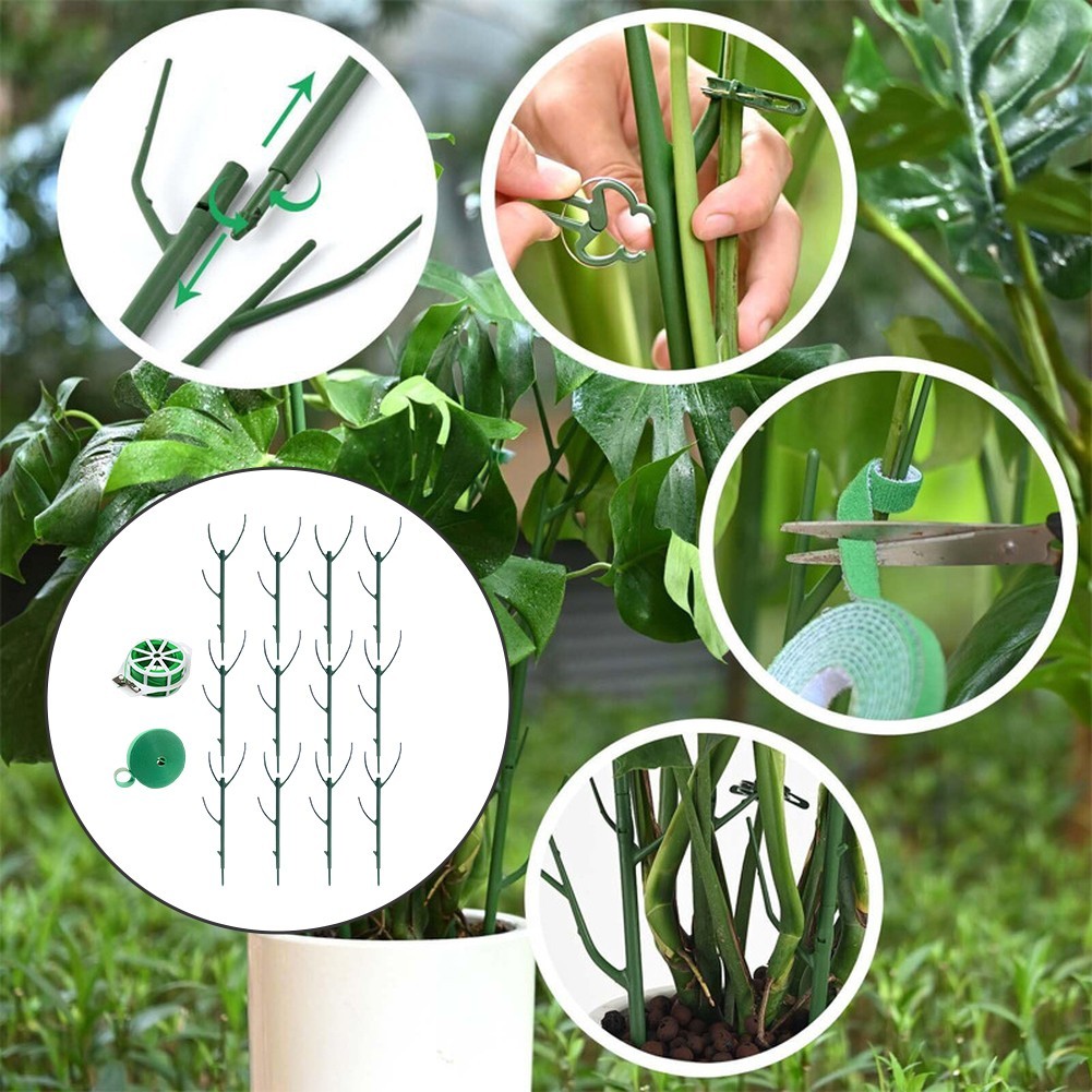 Garden Plant Support Stakes 11.02in Plastic Stackable for Indoor Outdoor
