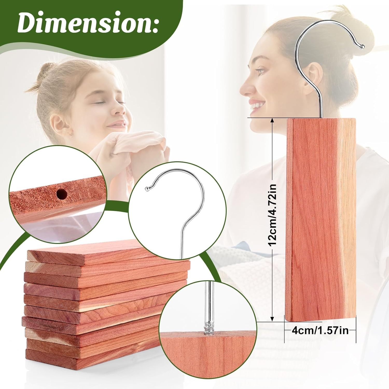 Cedar Blocks for Clothes Storage,15 Pack with Metal Hooks,100% Natura Cedars Woo