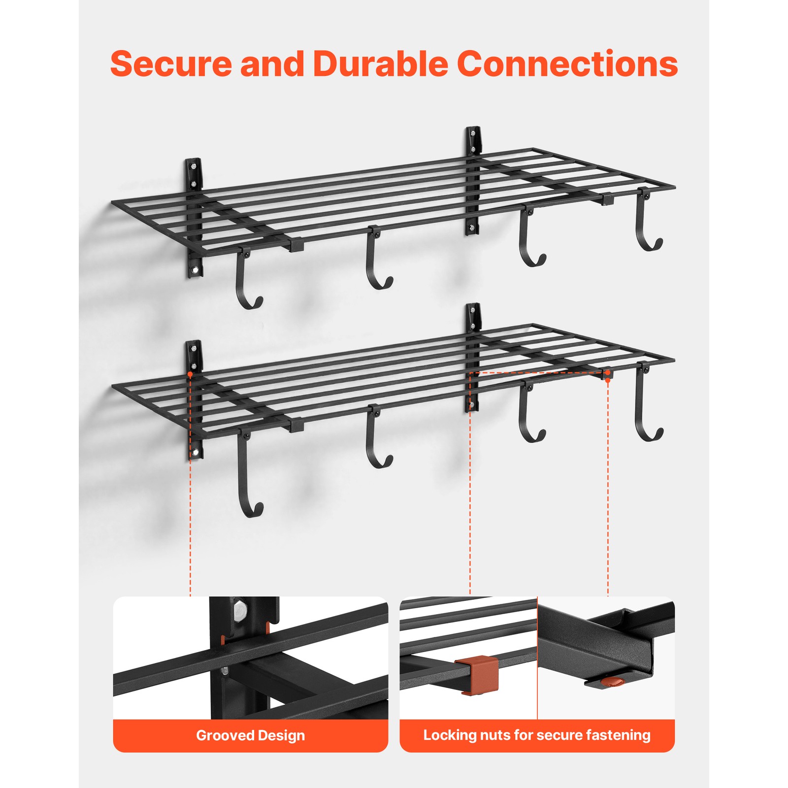 Uimoso 2 x 4 ft Wall-Mounted Garage Shelving, 520 lbs Capacity for Storage