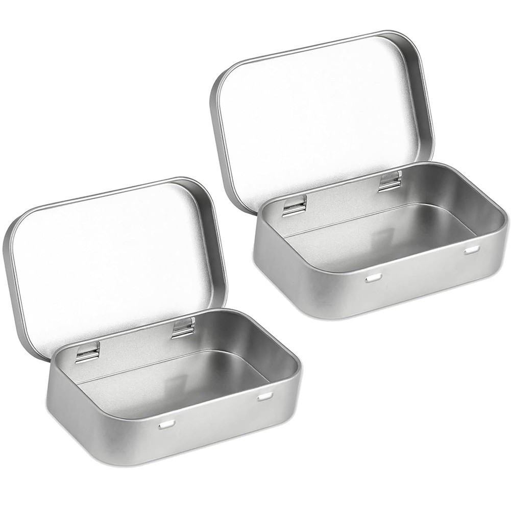 2 PCS Small Storage Box with Lid Rectangular Small Tin Boxes Metal Box with5731