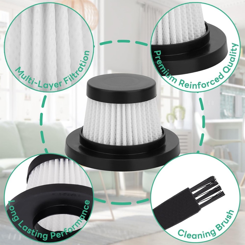 4Pack Washable Reusable Filter For Duck For Vac Compact Cordless Vacuum Cleaner