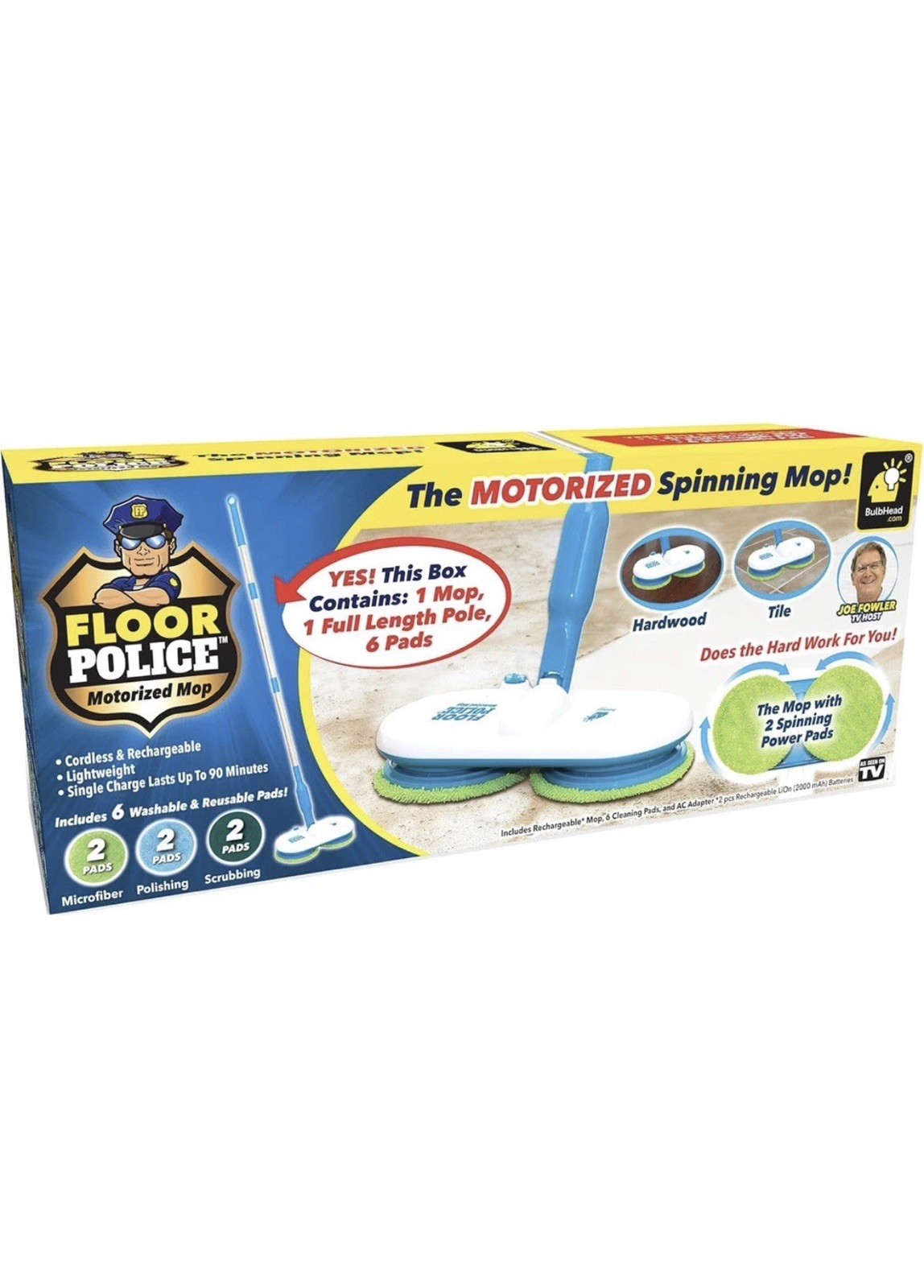 Floor Police Rechargeable Motorized Spinning Floor Mop Original As Seen On TV