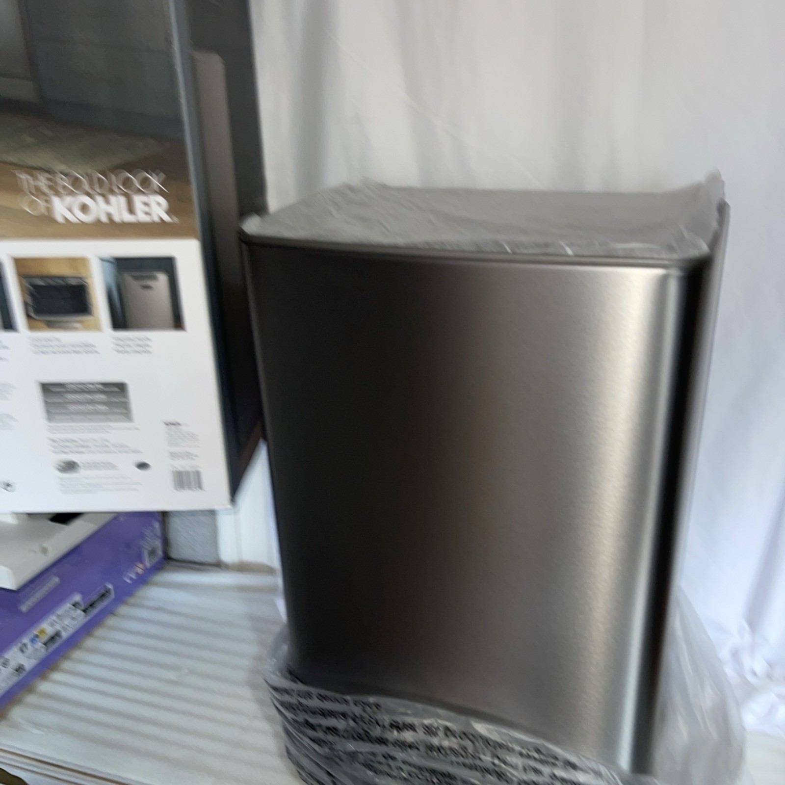 Kohler 47L Step Trash Can Ss Silver In Box