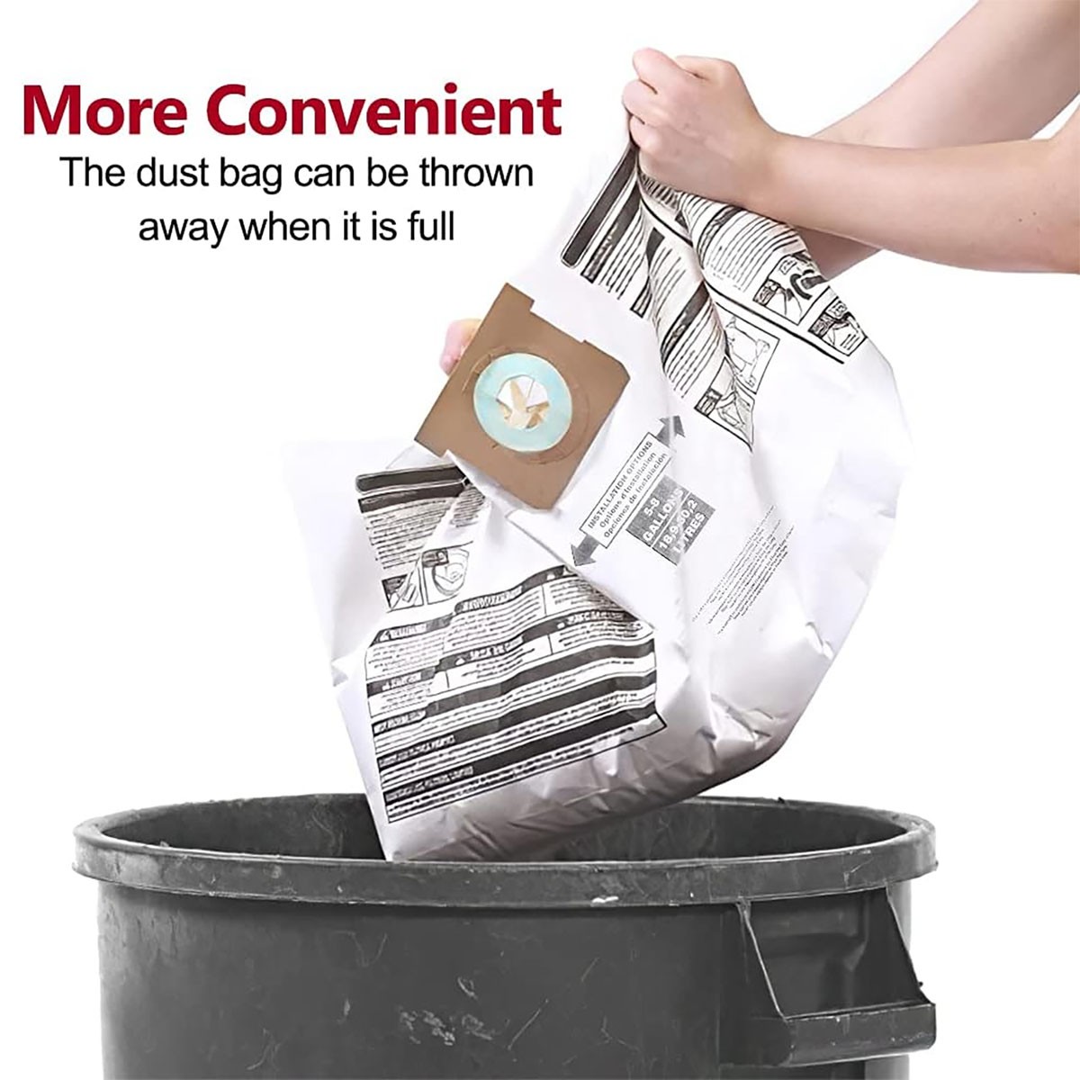 5Pack Replacement Shop-Vac 90661 Bag Type E/H for 5-8 Gallon Vacuum – 9066100