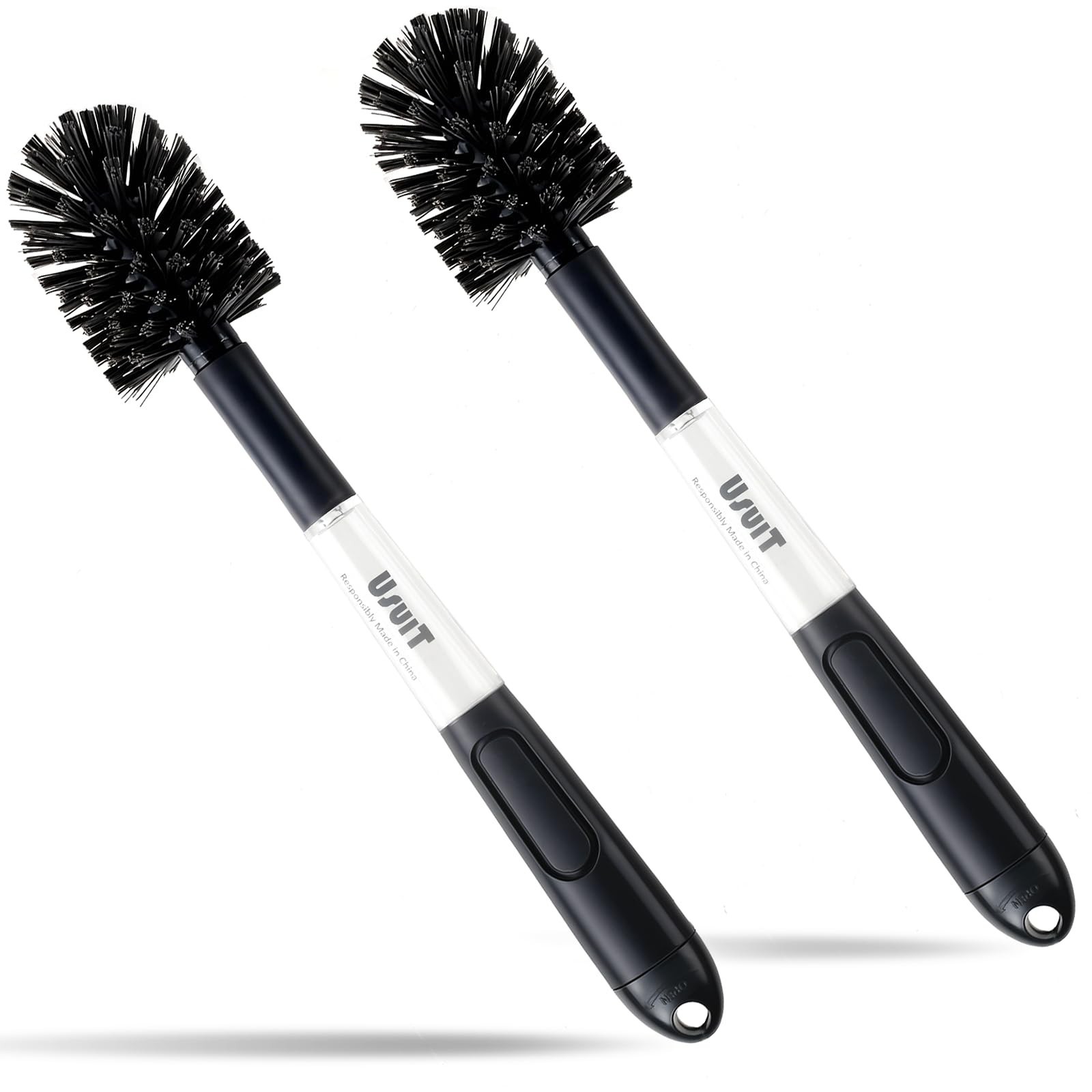 Usuit Soap Dispensing Glass and Water Bottle Brush, 2 Pack, Long-Lasting, Saf…