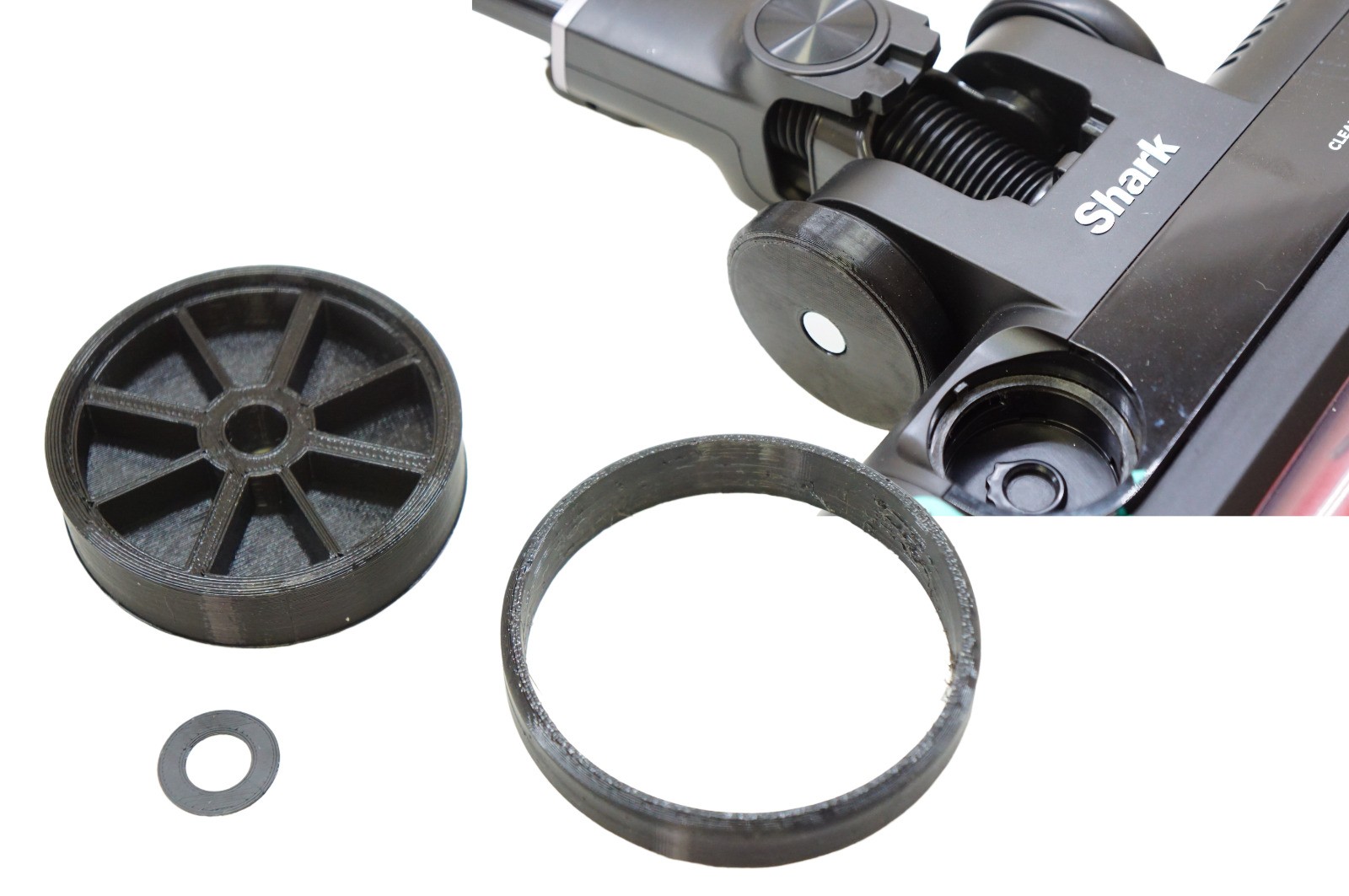 Replacement Wheel Roller for Shark Stratos Vacuum Cleaner (w/ Rubber Tread)