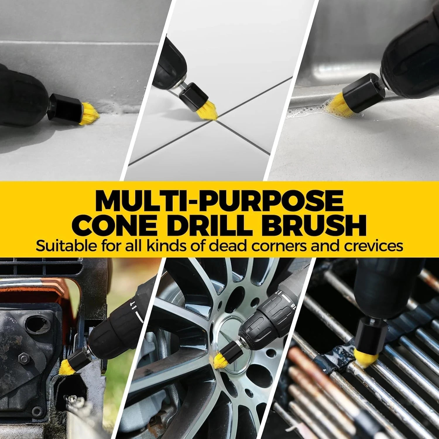 6Pack Drill Brush Power Scrubber Cleaning Brush Extended Long Attachment Set All