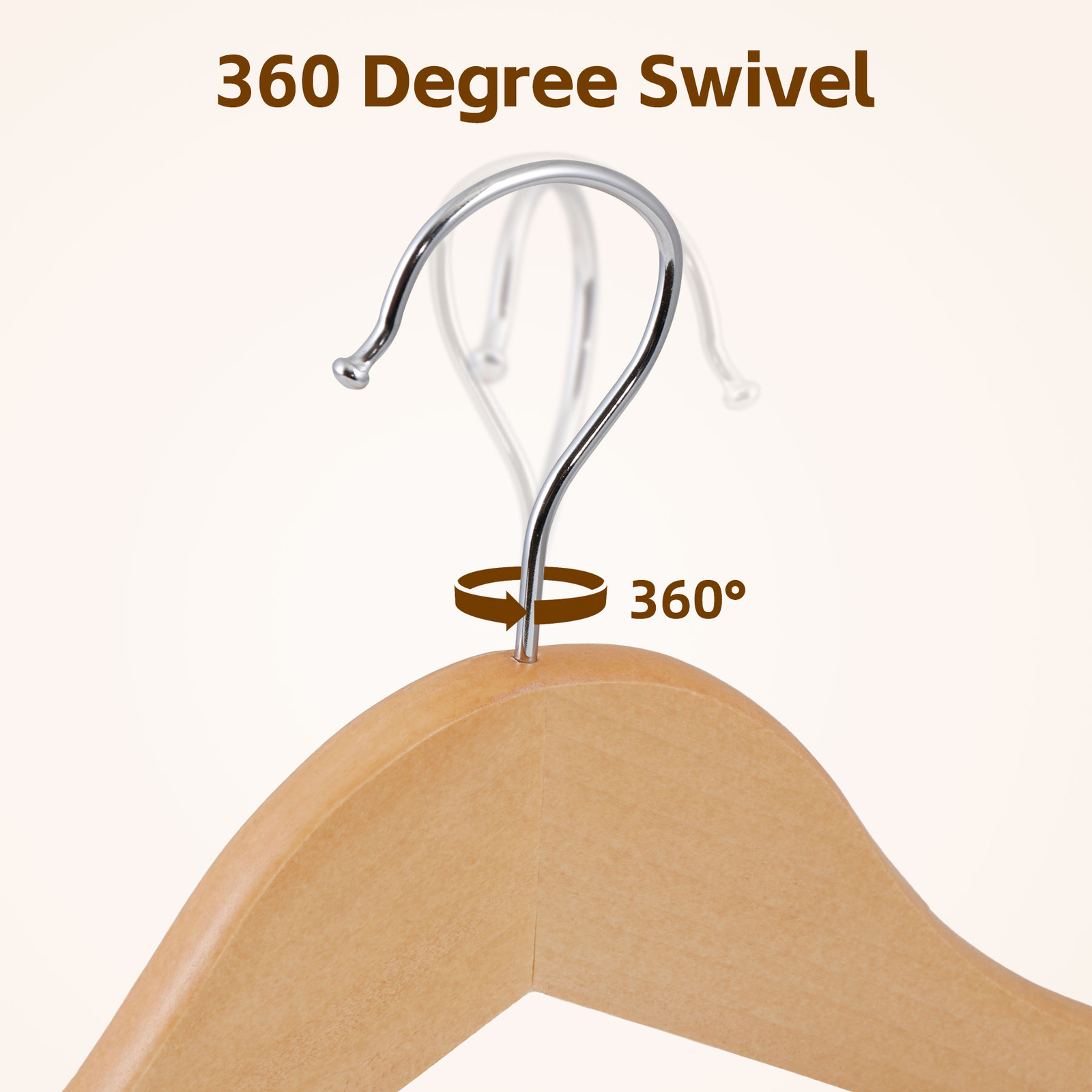 Premium Wooden Hangers 50 Pack Durable Slim Coat Hanger with 360° Rotatable Hook
