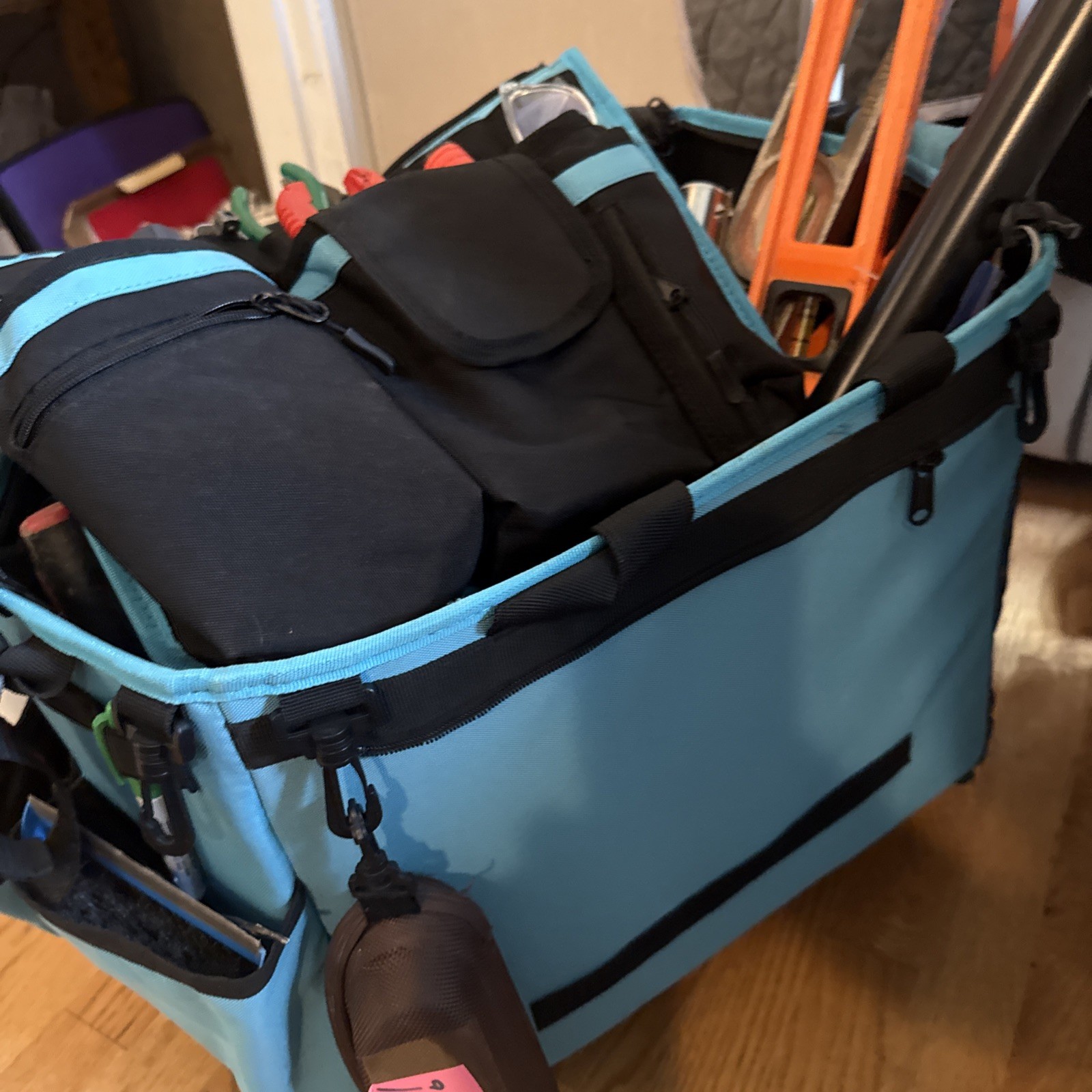 Large Rolling Cleaning Caddie Detachable Trolley with Waist Pouch Cleaning Tools