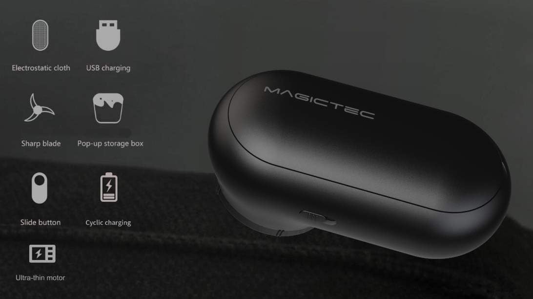 Rechargeable Fabric Shaver, Magictec Lint Remover 1 Count (Pack of 1), Black