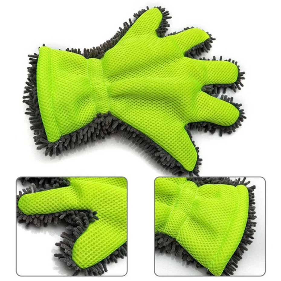 1 pc Soft Microfiber Car Wash Glove – Full-Finger Chenille Cleaning Mitt