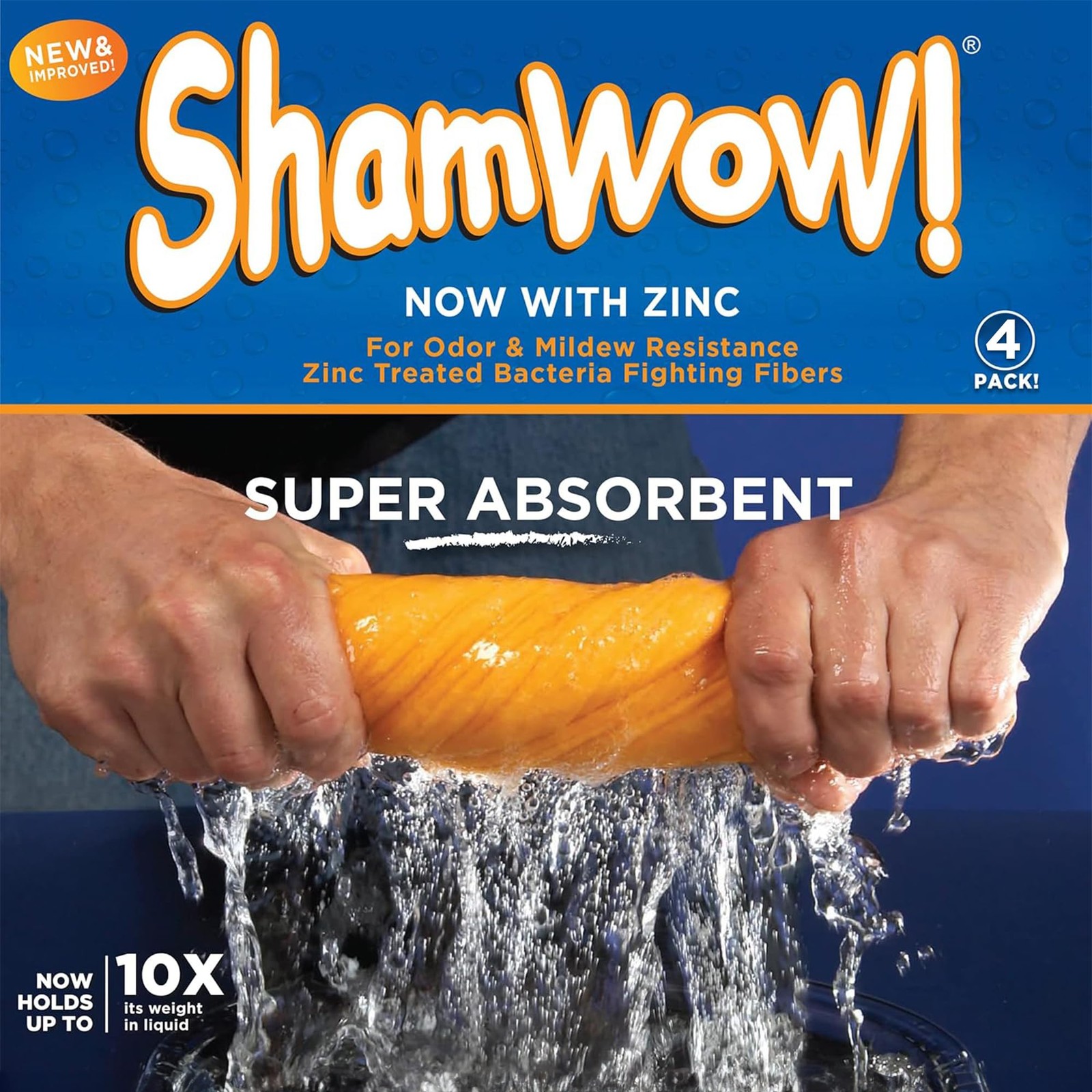 4pk Shammy Towel 20×27 Inch Super Absorbent Multi-Purpose Lint-Free Orange