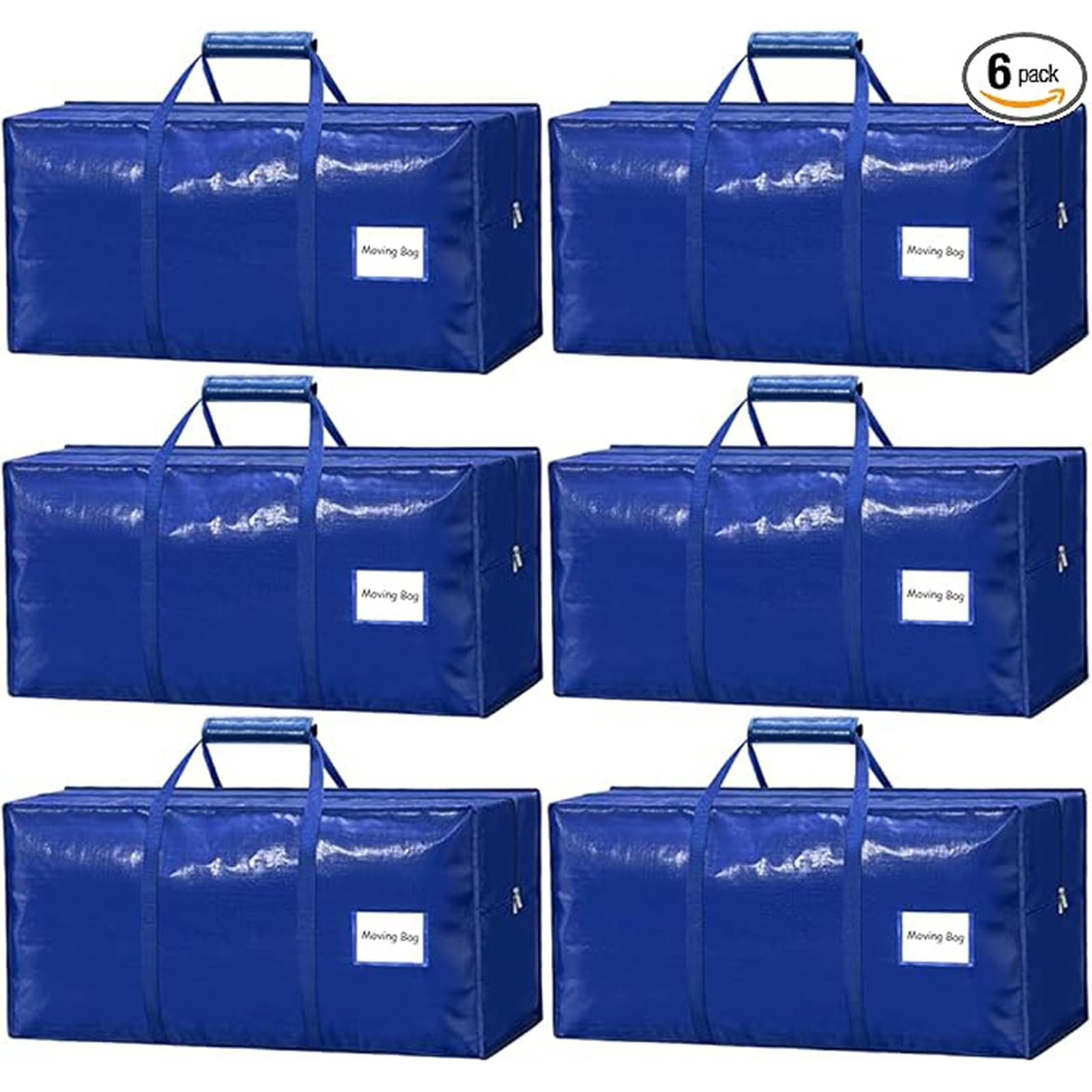 Heavy Duty Moving Bags 6 Pack 23Gallon Extra Large Storage Totes Black 180 GSM