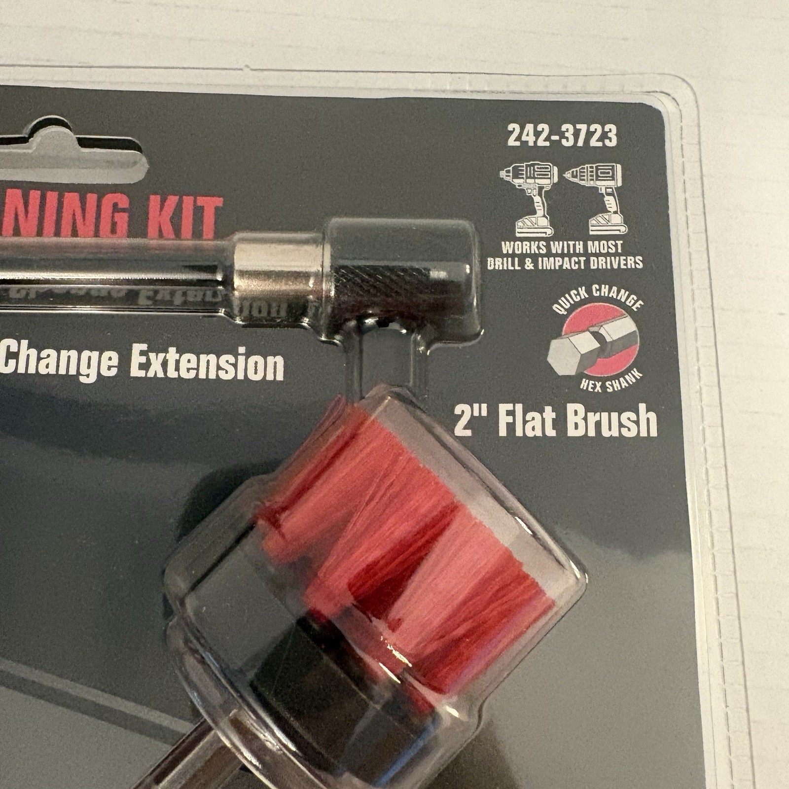 5 Piece Red Head Drill Brush Cleaning Tool Kit 1/4″ Hex Shank Medium Bristle
