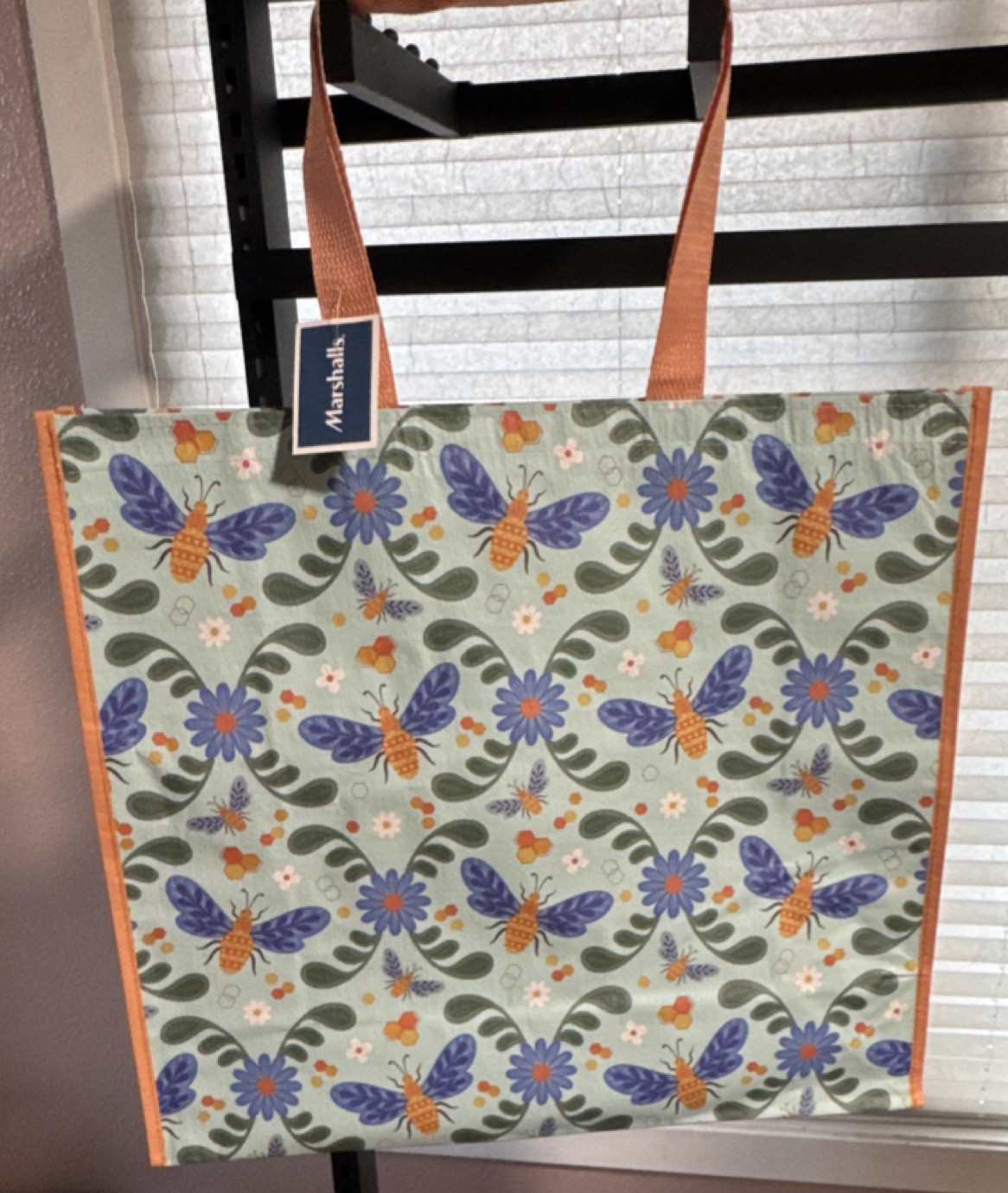 Marshalls Polypropylene Foldable Large Shopping Bag Bee Floral All-Over Pattern