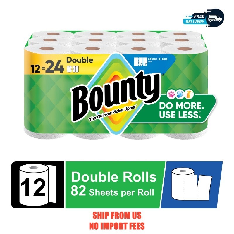 Bounty Paper Towels Select-A-Size White, 12 Double Rolls, 82 Sheets per Roll