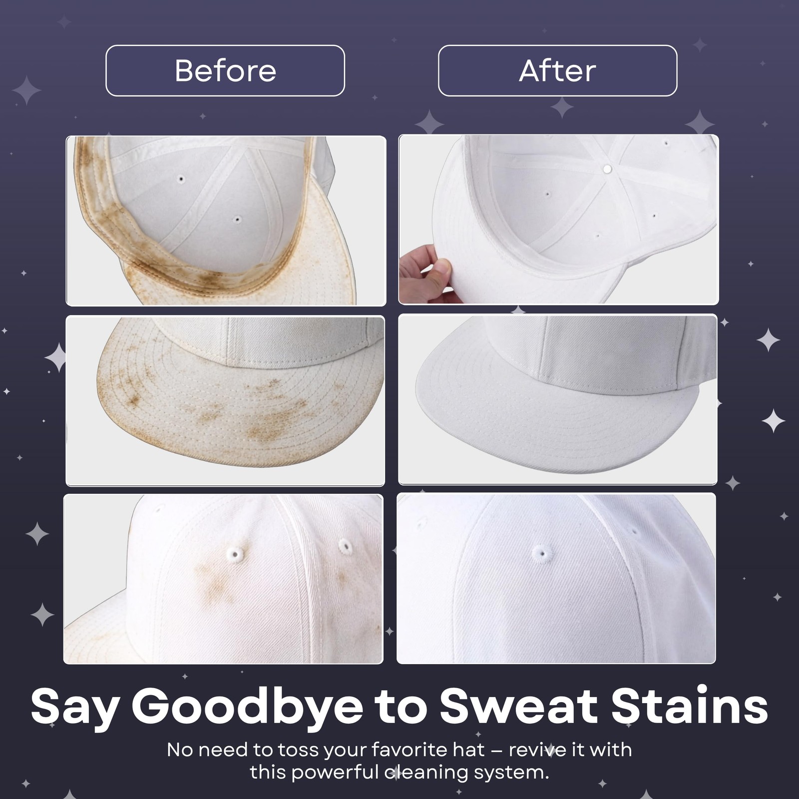 Hat Cleaning Kit 4-Step Headwear Cleaner Foam Brush Deodorizer Protector Caps