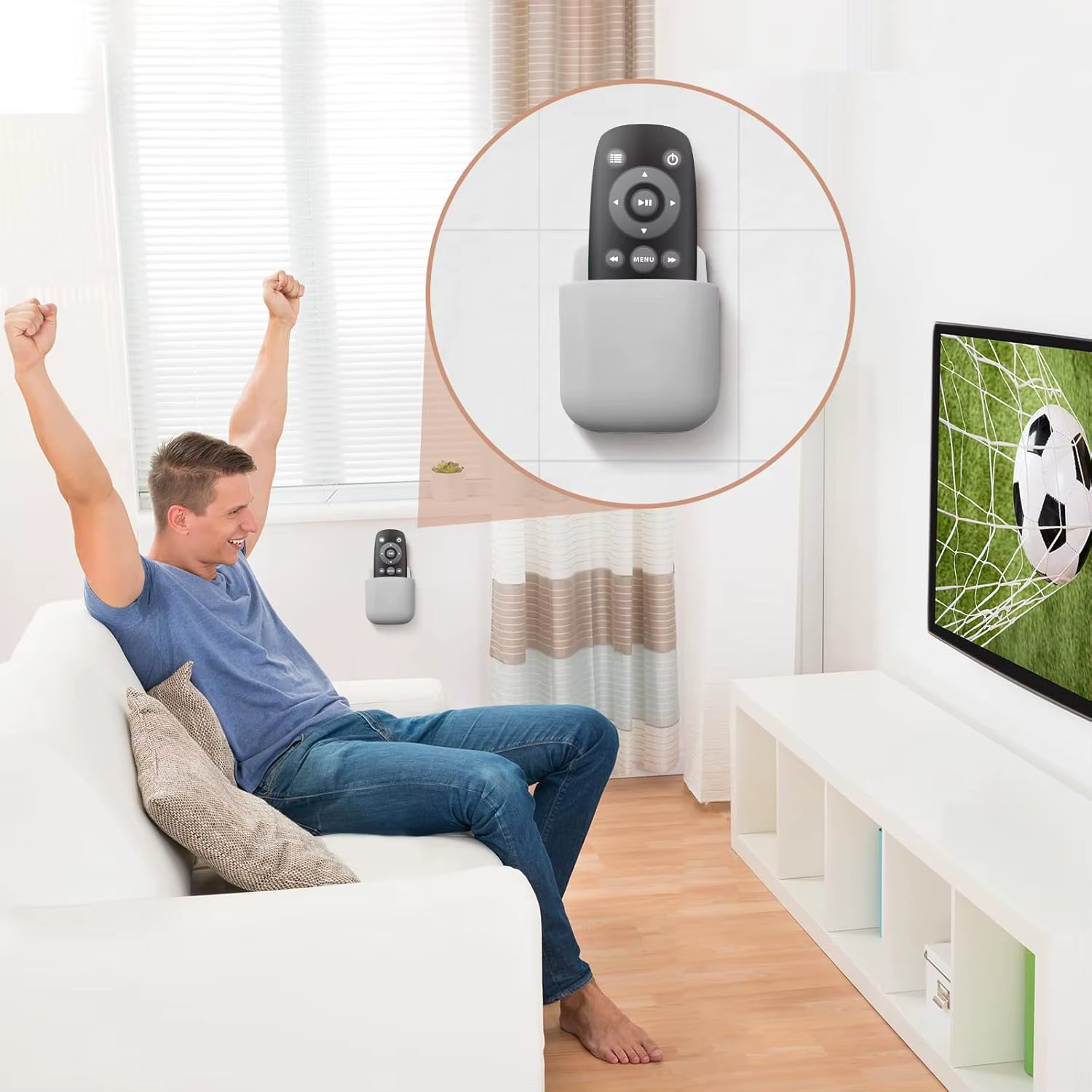Wall Mounted Storage Box Mobile Phone Plug Holder Stand Rack Remote Control Stor