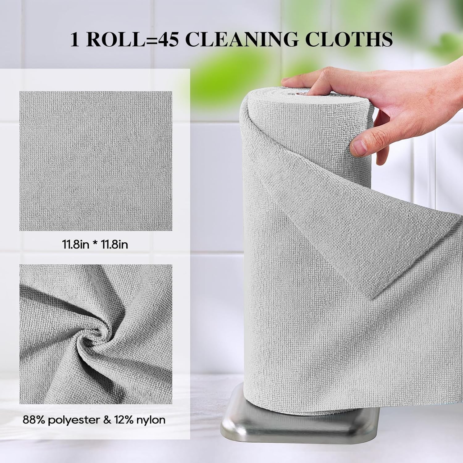 Microfiber Cleaning Cloth Roll 90 Pack, Tear Away Microfiber Towels, 12″ x 12…