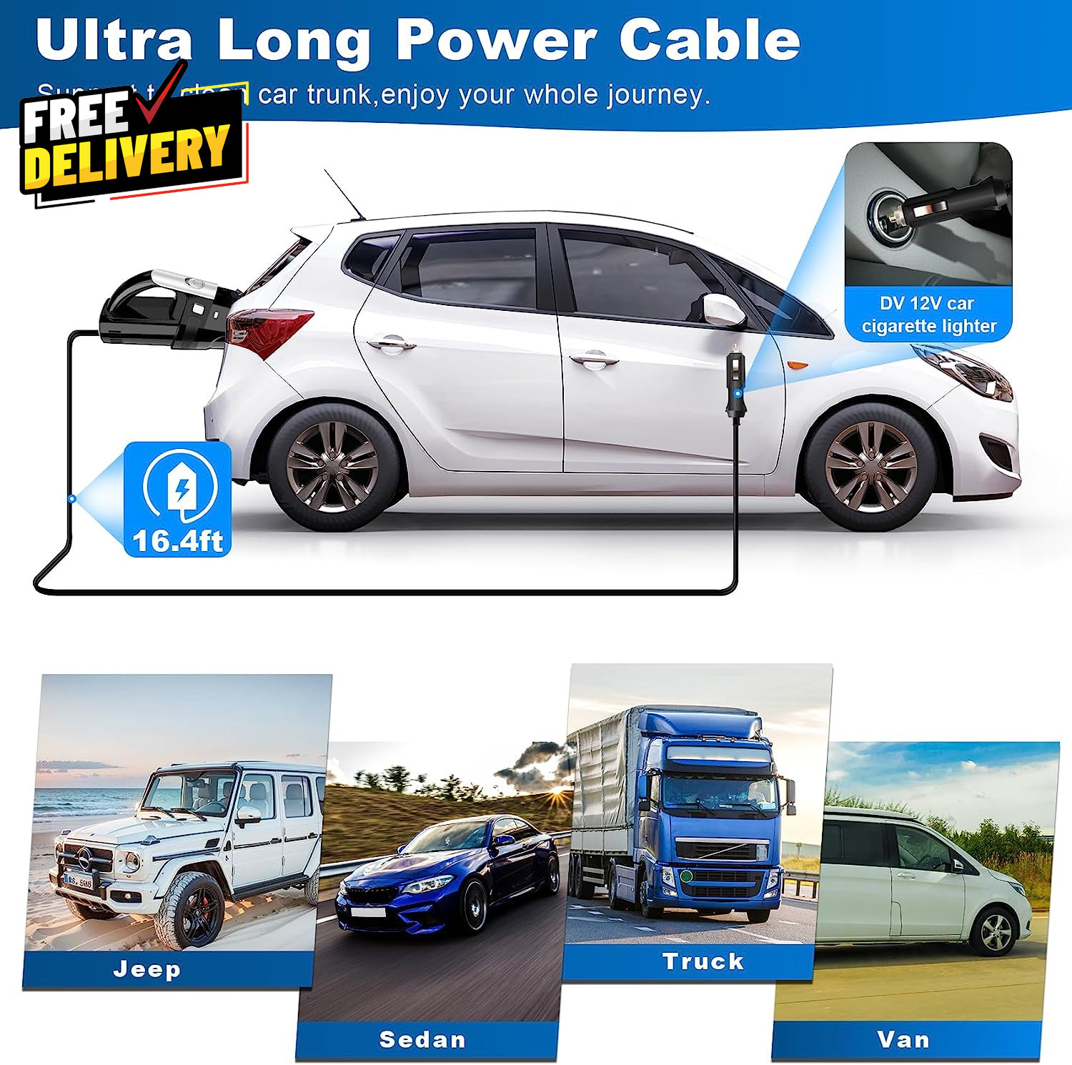 Car Vacuum Portable Vacuum Cleaner with Powerful 7000PA Suction DC 12V …….