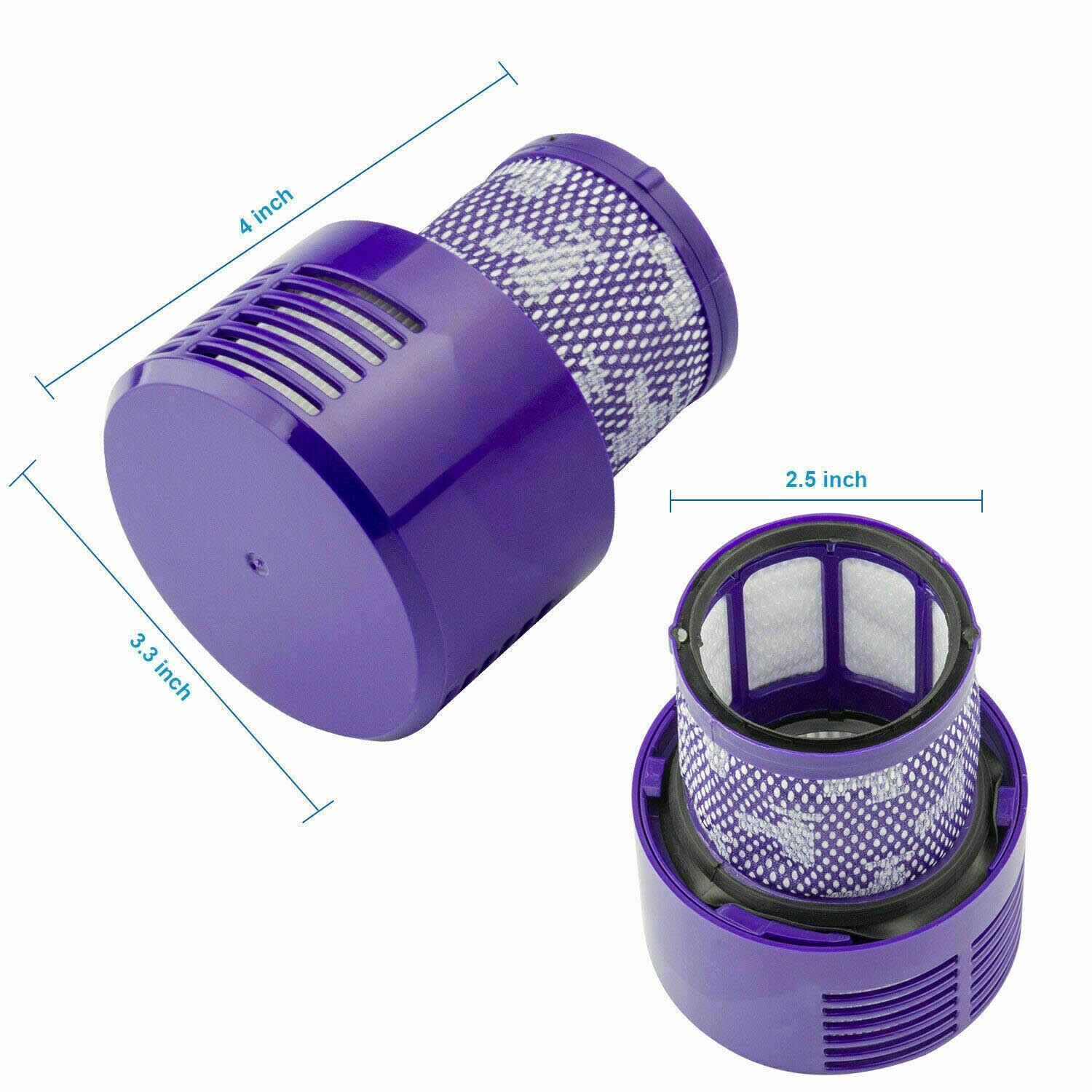 2-Pack HEPA Replacement V10 Filter for Dyson V10 SV12 Part No. 969082-01