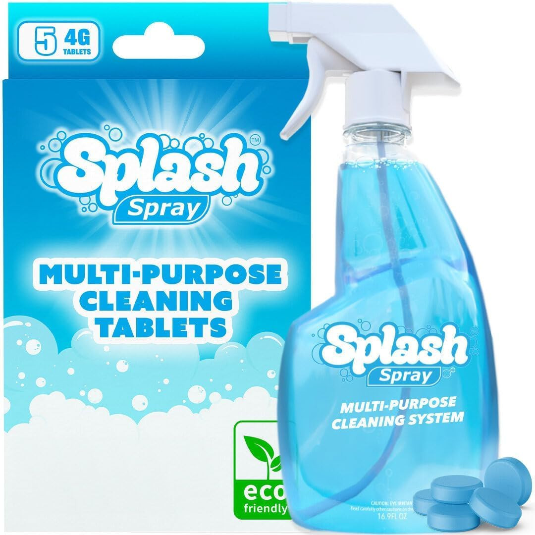 Splash Spray Multi-Purpose Cleaning Tablets – 5X Cleaning Tablets and Bottle Spr
