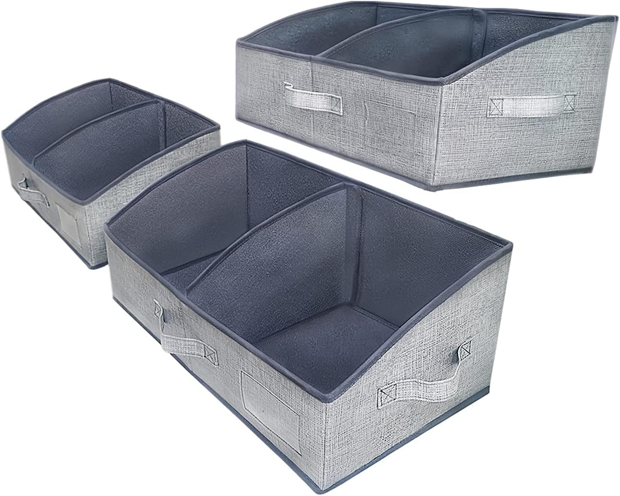 3 Pack Foldable Trapezoid Storage Bins for Clothes, Toys & More – Dark Grey