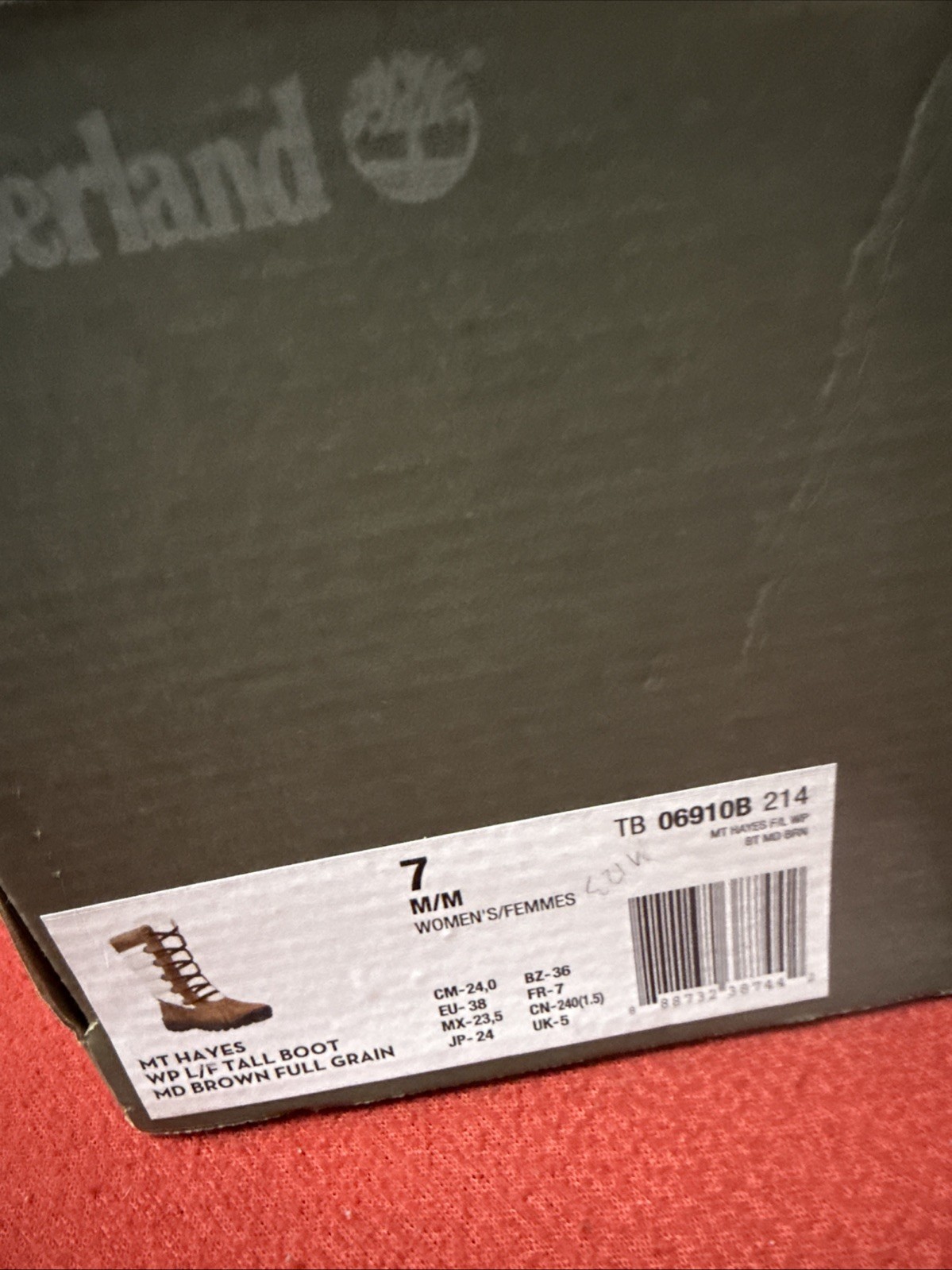 Timberland Empty Shoe Replacement Box 17.5x11x6.25” Grey