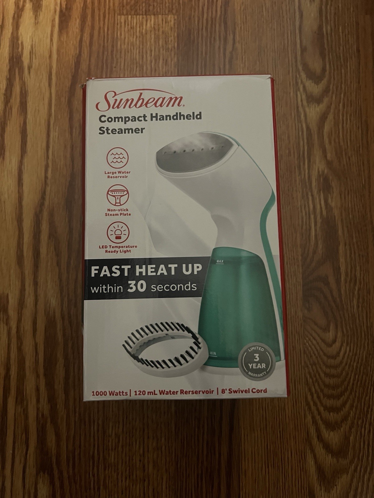 Sunbeam 1000W Compact Handheld Garment Steamer w/ Brush NWB Travel Size