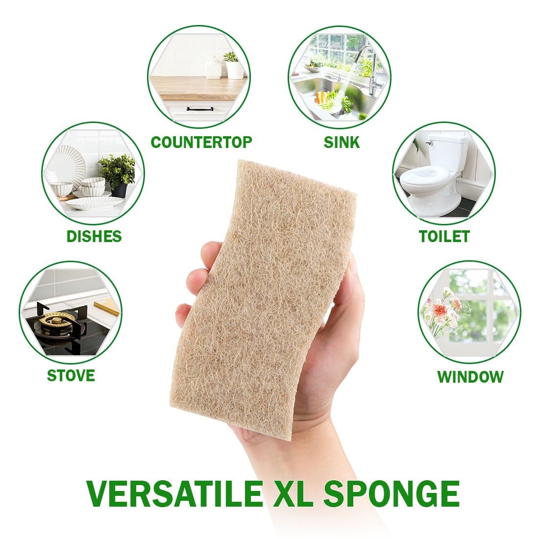 XL Natural Cellulose Sponges 12 Count NonScratch Dishware Cookware Bathroom