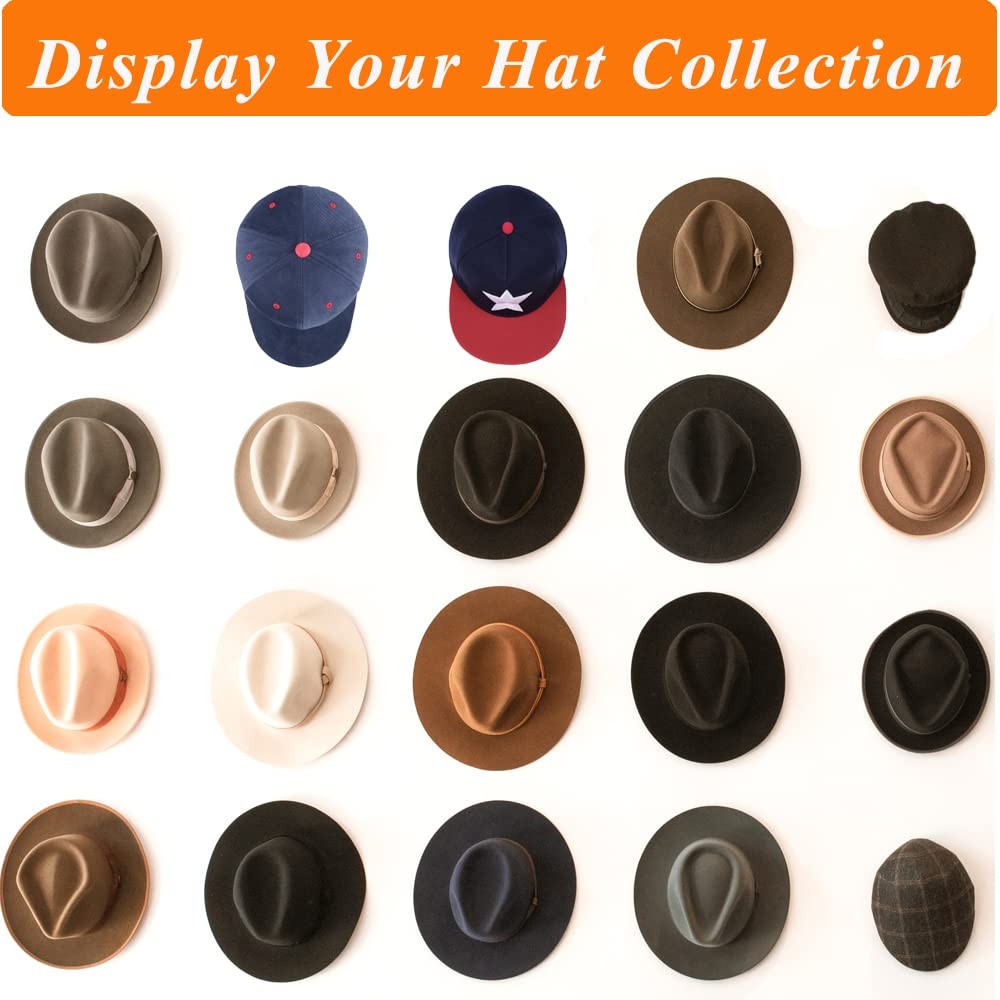 FOTYRIG Adhesive Hat Hooks Hat Hangers 10lbs Sticky Wall Rack for Baseball Ca…
