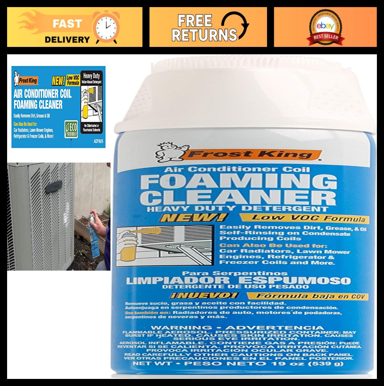 Foam Coil Cleaner for HVAC Systems, 19 oz – Heavy-Duty, Easy to Use, 1.18 lb